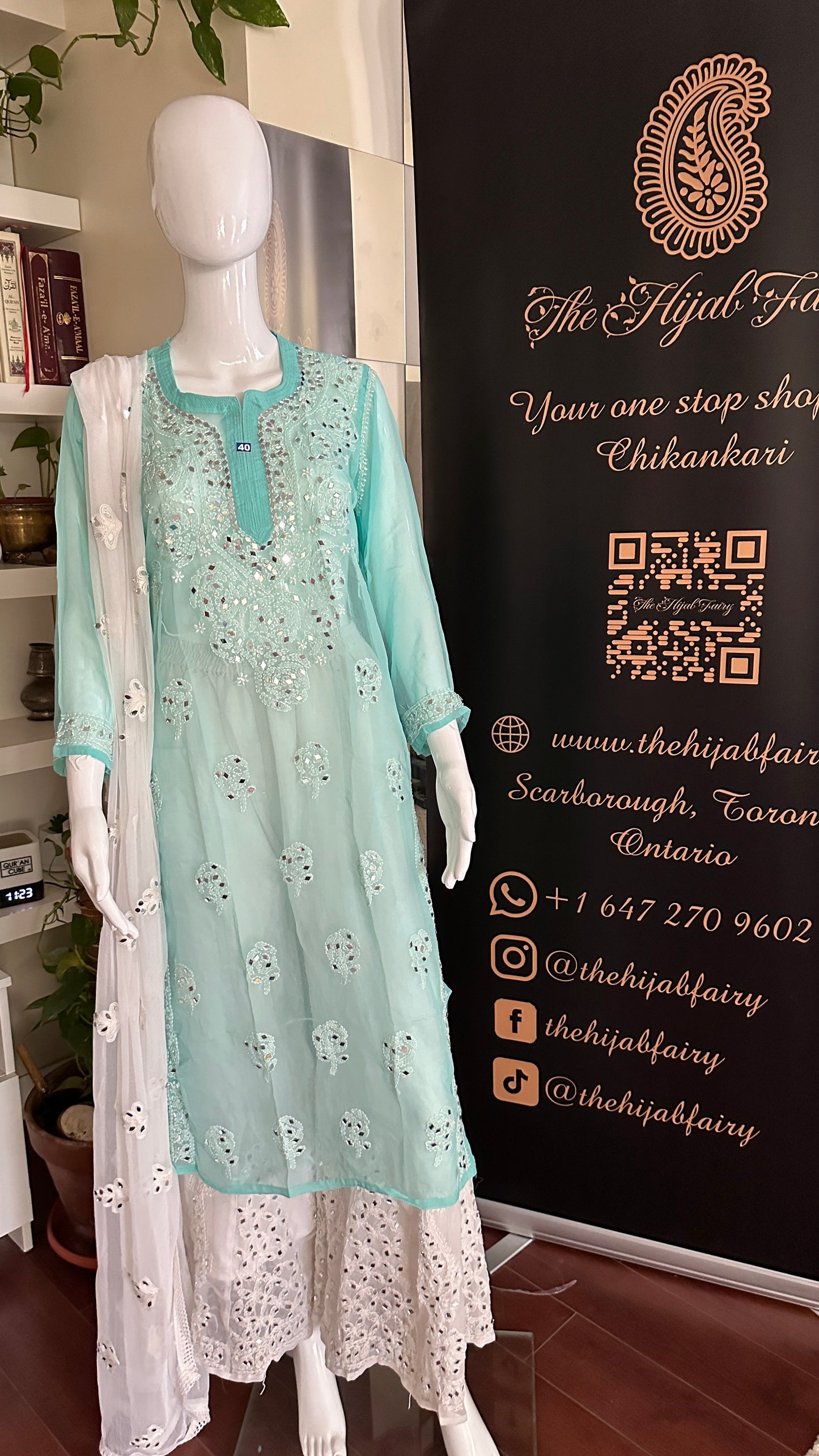 Firozi Blue - Georgette Mirror Kurta