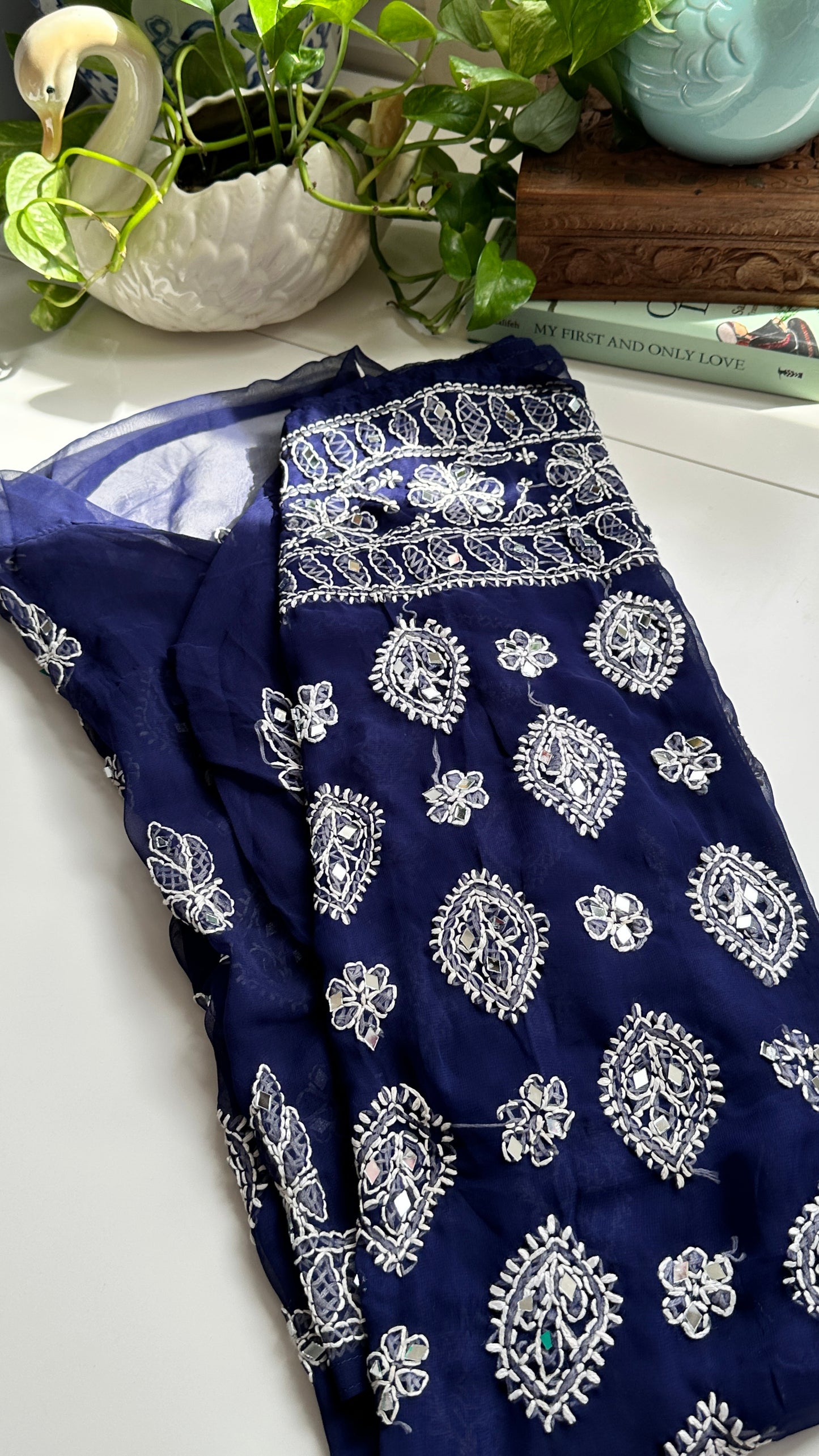 Dark Blue - Georgette Mirror Kurta