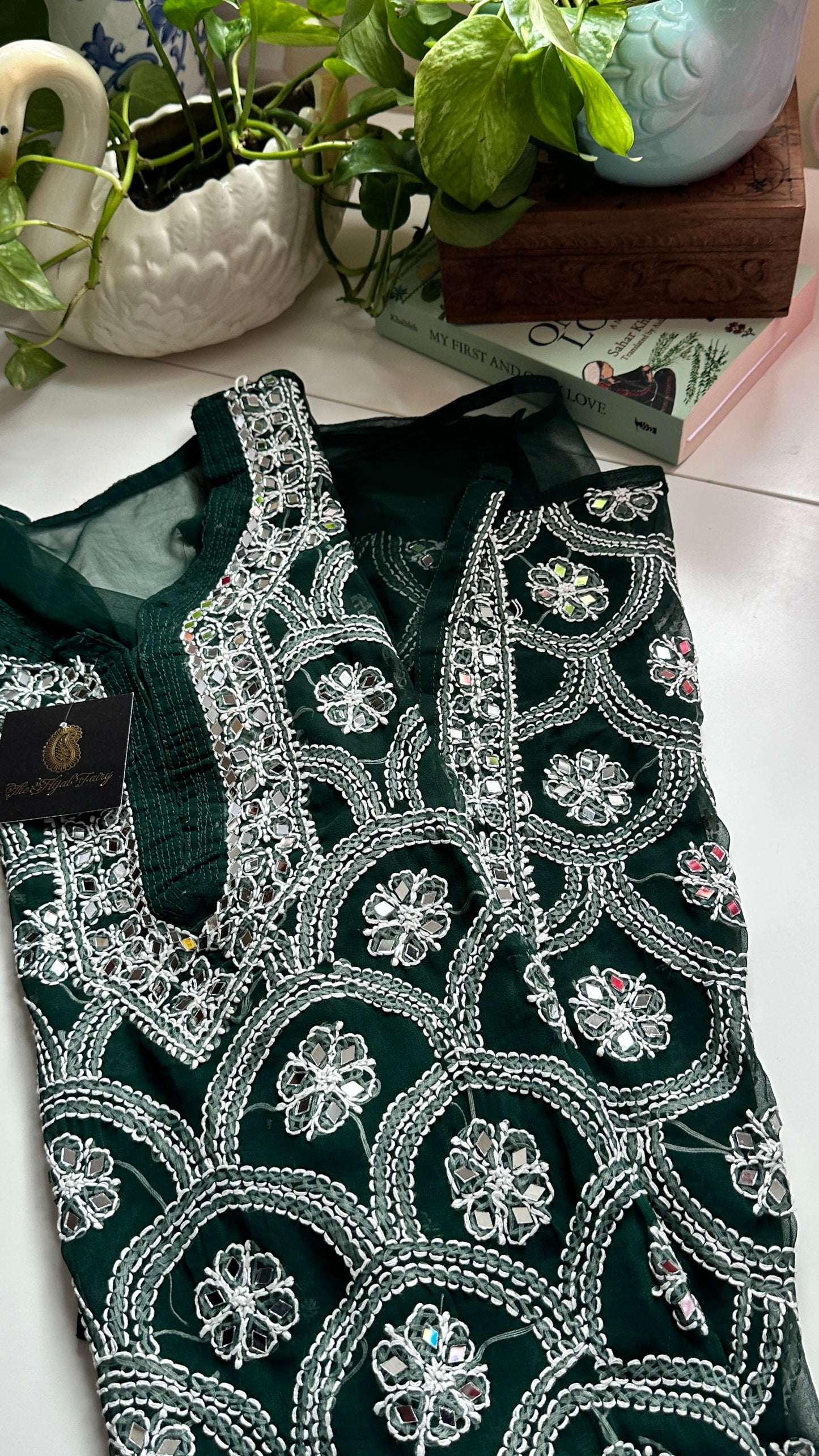 Dark Green - Georgette Mirror Kurta