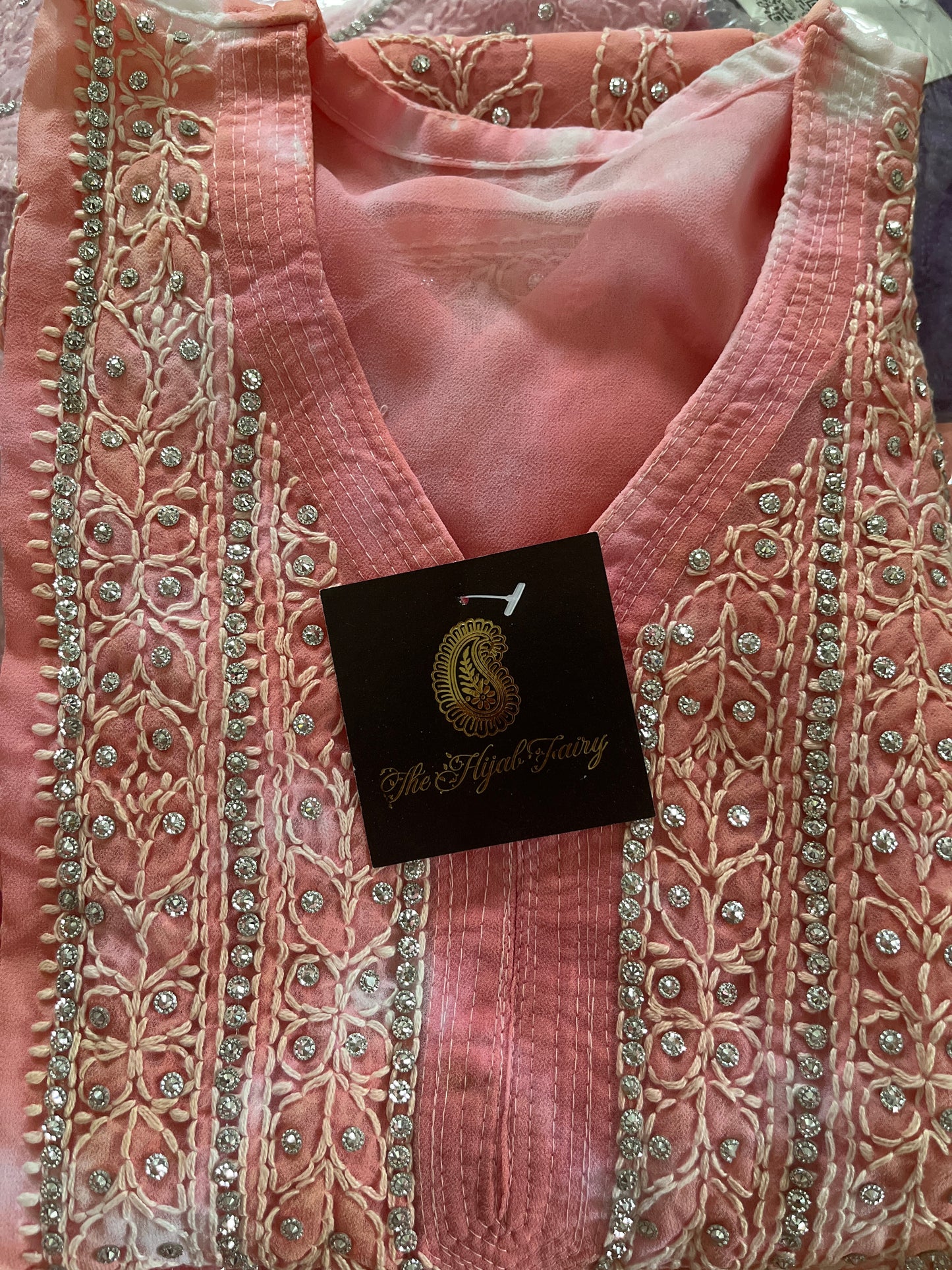 Peach Tiedye - Georgette Stone Kurta