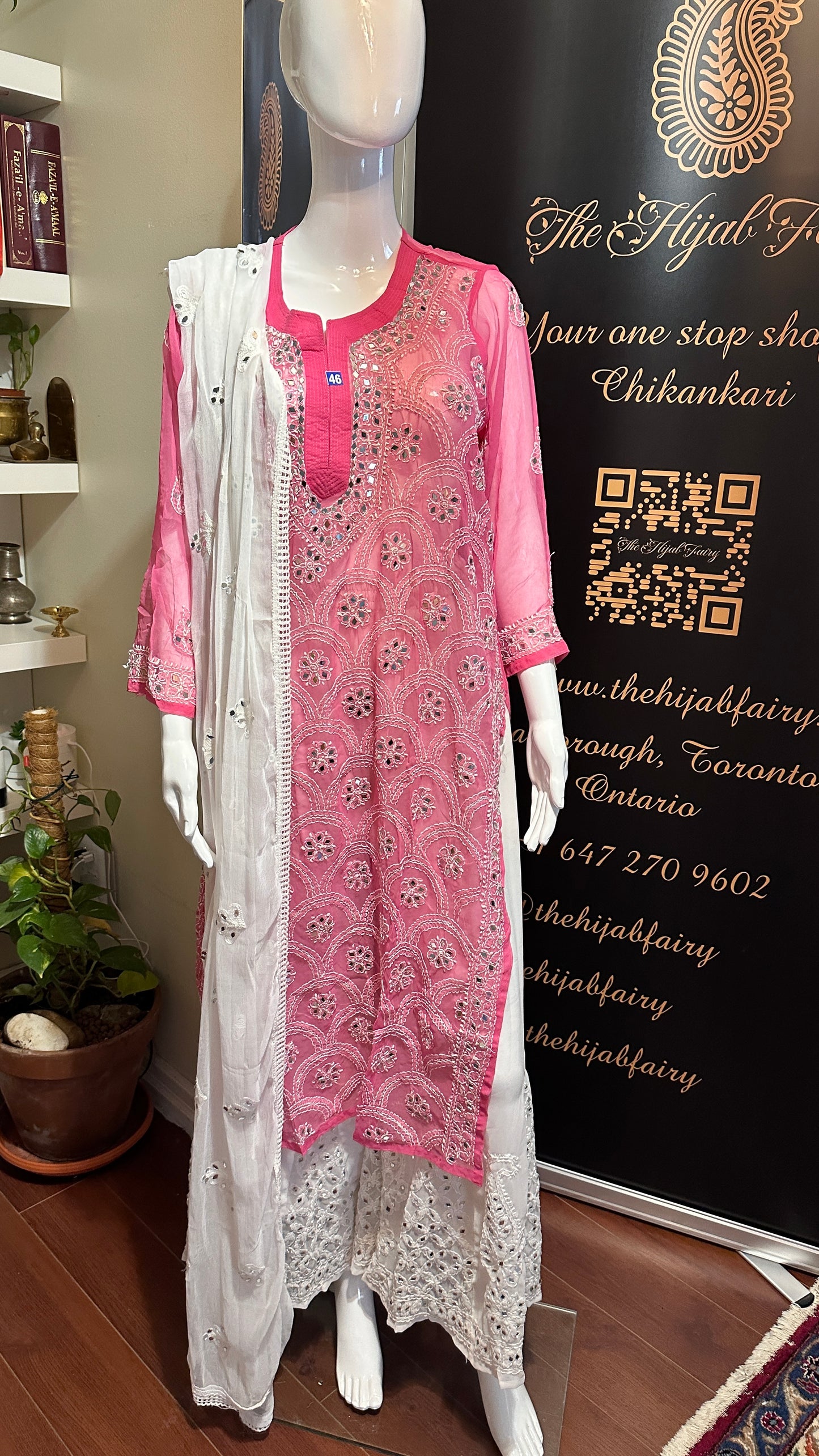Dark Pink - Georgette Mirror Kurta