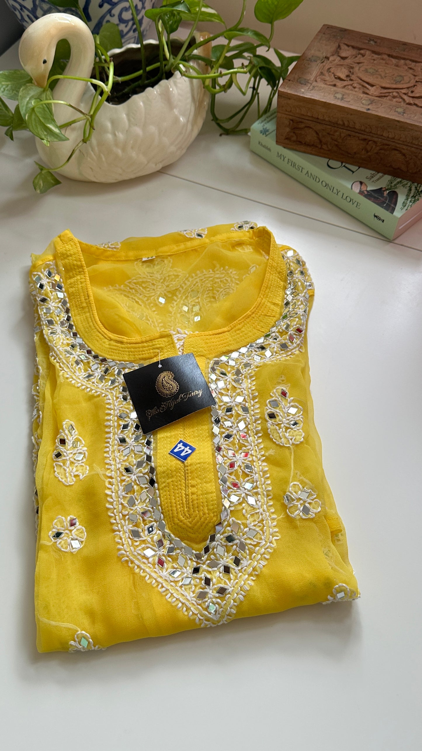 Yellow - Georgette Mirror Kurta