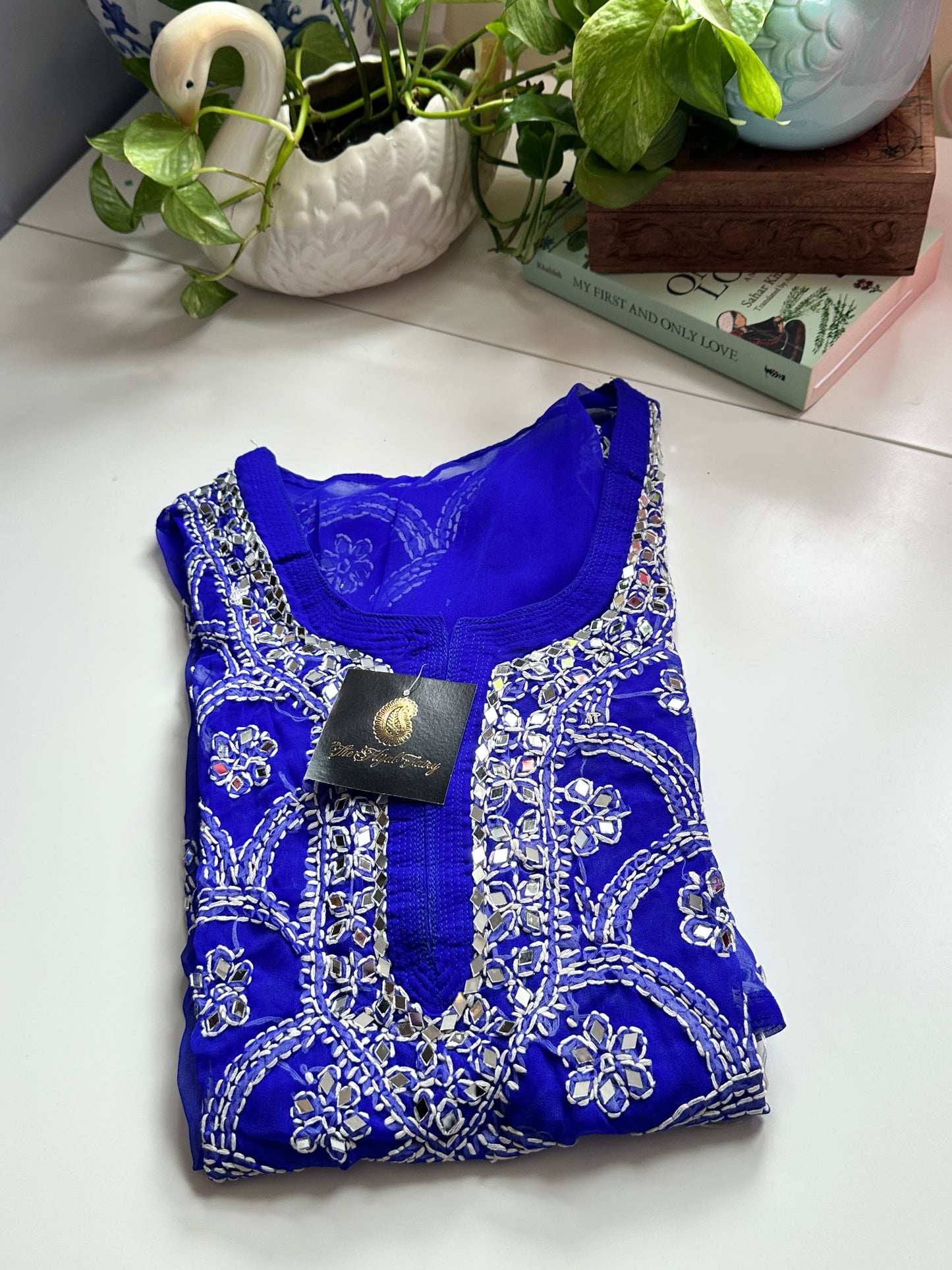 Navy Blue - Georgette Mirror Kurta