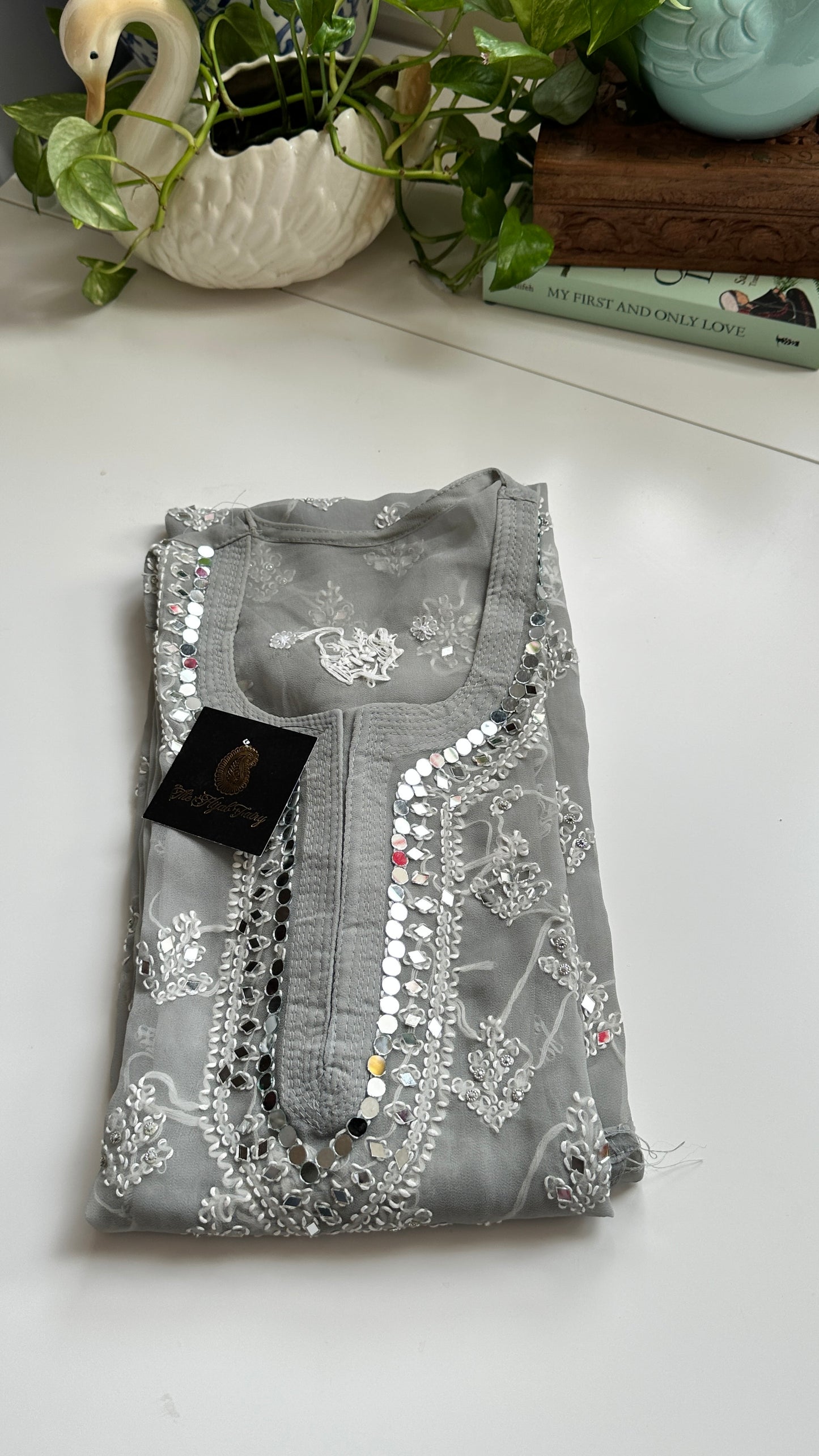 Grey - Georgette Mirror Kurta