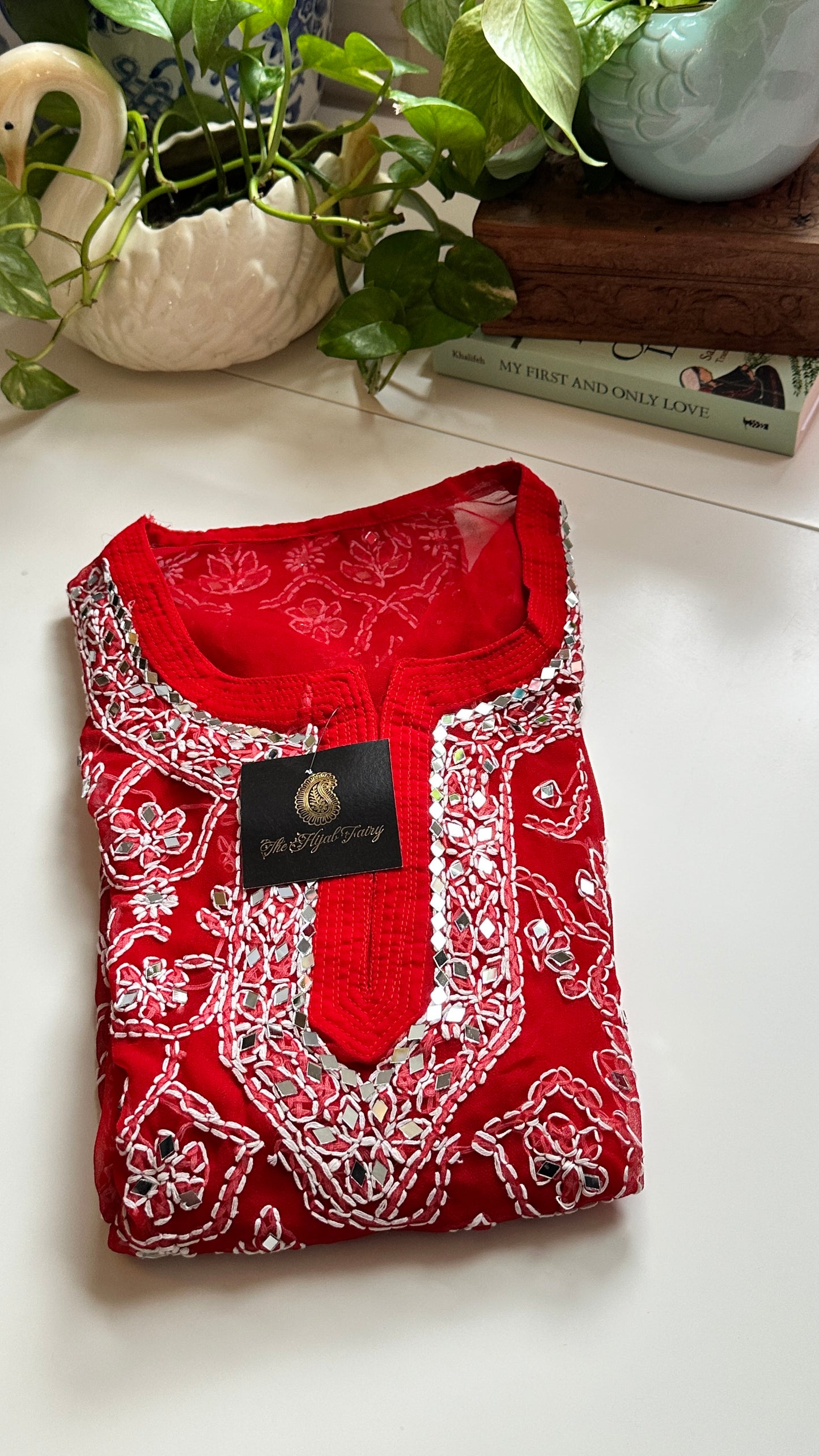 Red - Georgette Mirror Kurta