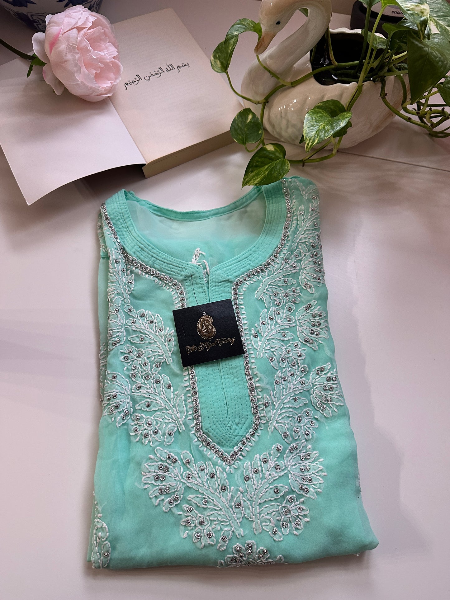 Light Firozi - Georgette Stone Kurta