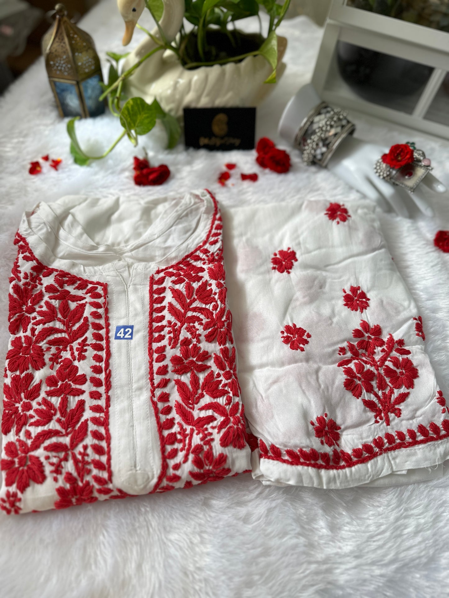 Red Chikankari Modal 2-Piece Set – The Hijab Fairy (3 of 7)