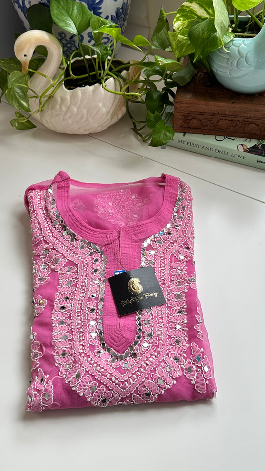 Pink - Georgette Mirror Kurta