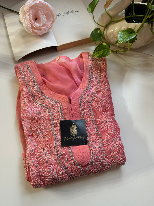 Peach Tiedye - Georgette Stone Kurta