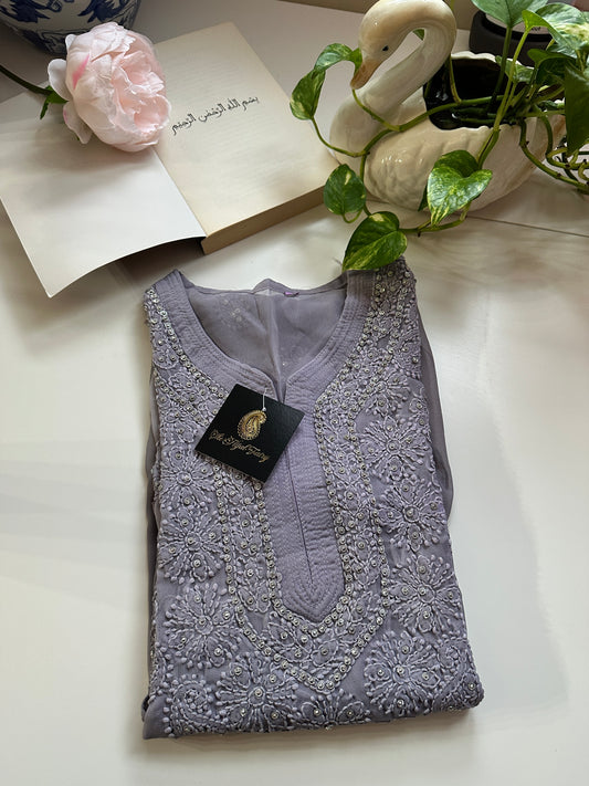 Lavender Grey - Georgette Stone Kurta