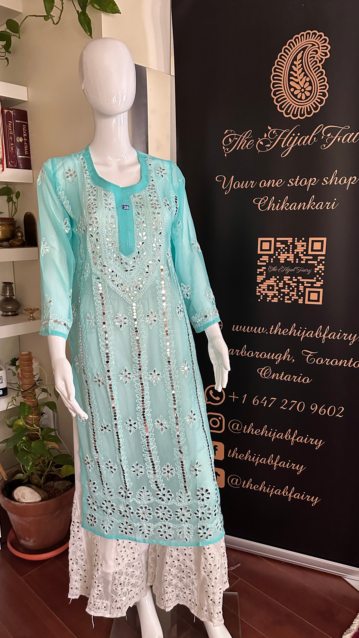 Firozi Blue - Georgette Mirror Kurta