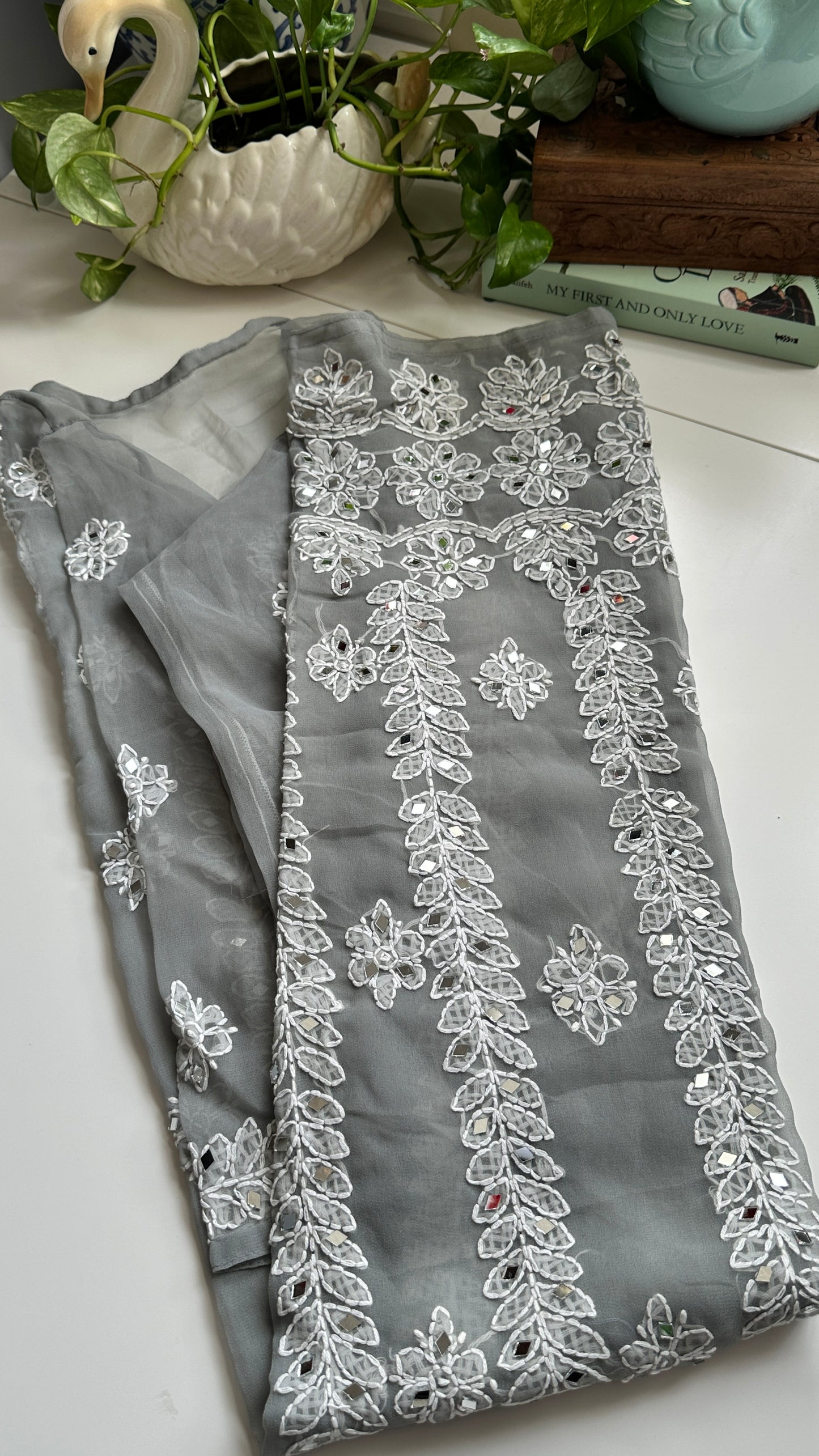 Grey - Georgette Mirror Kurta