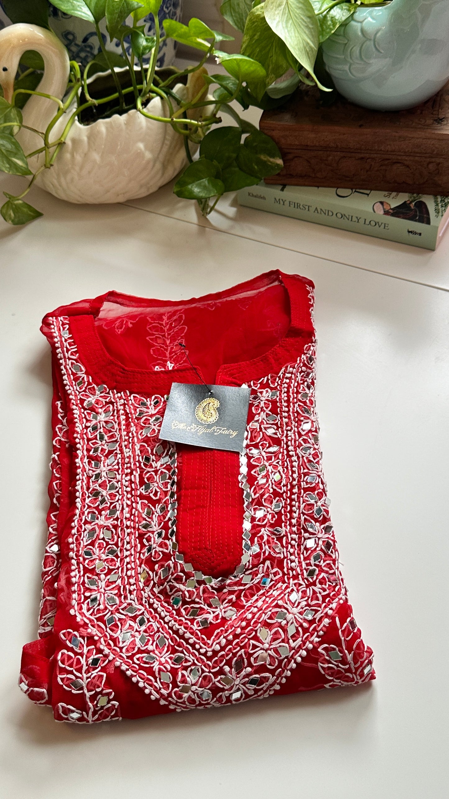 Red - Georgette Mirror Kurta
