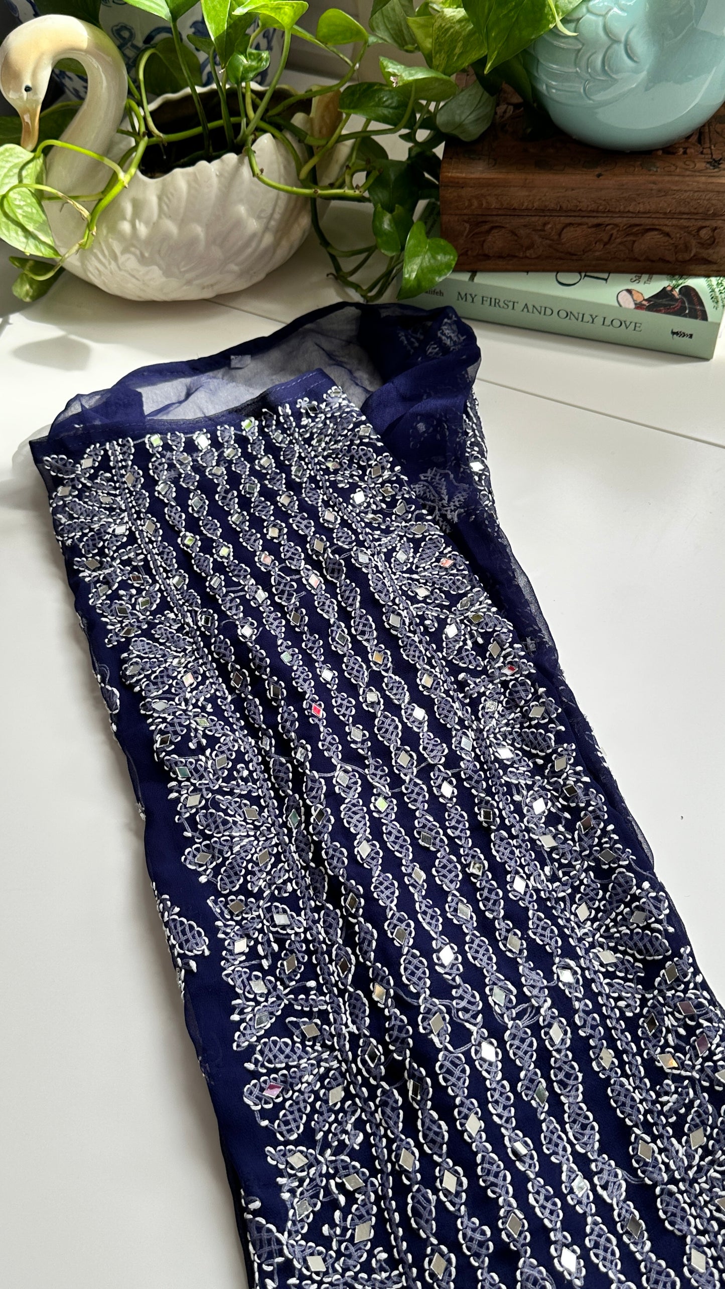 Dark Blue - Georgette Mirror Kurta