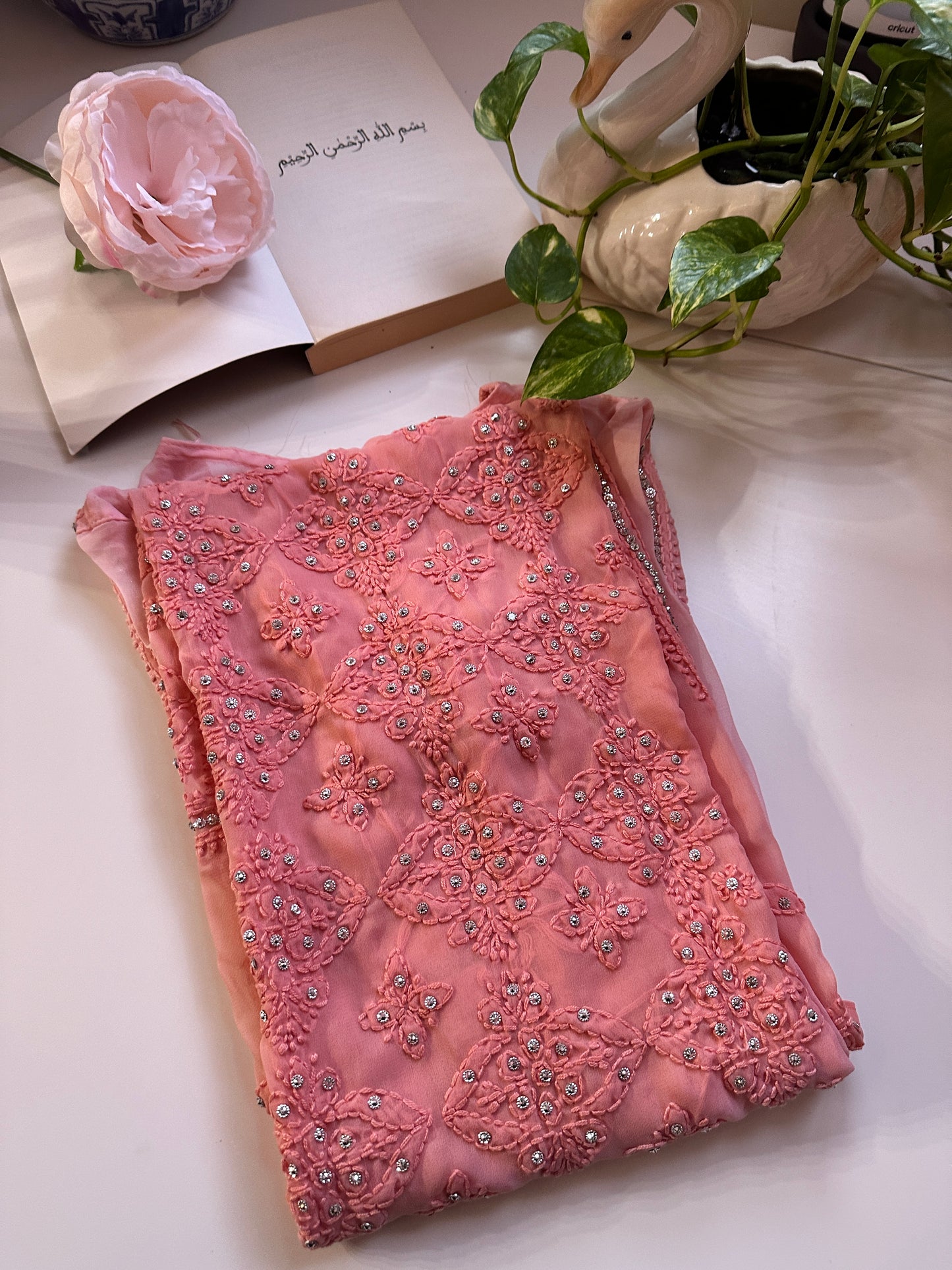 Peach Ombre - Georgette Stone Kurta