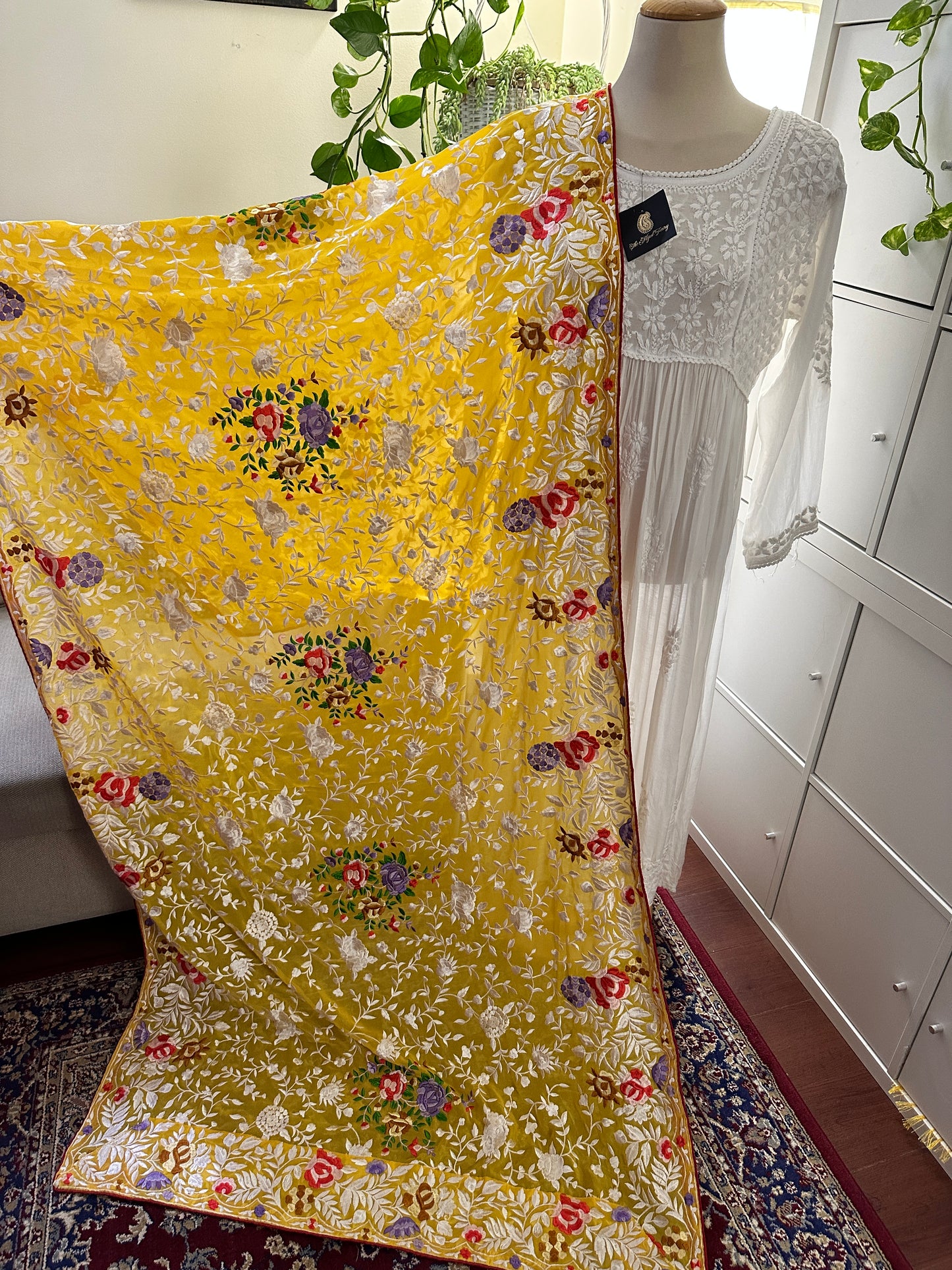 Parsi Gara Premium Dupatta - Yellow