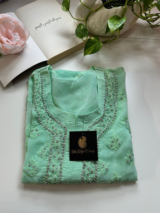 Mint Green - Georgette Stone Kurta