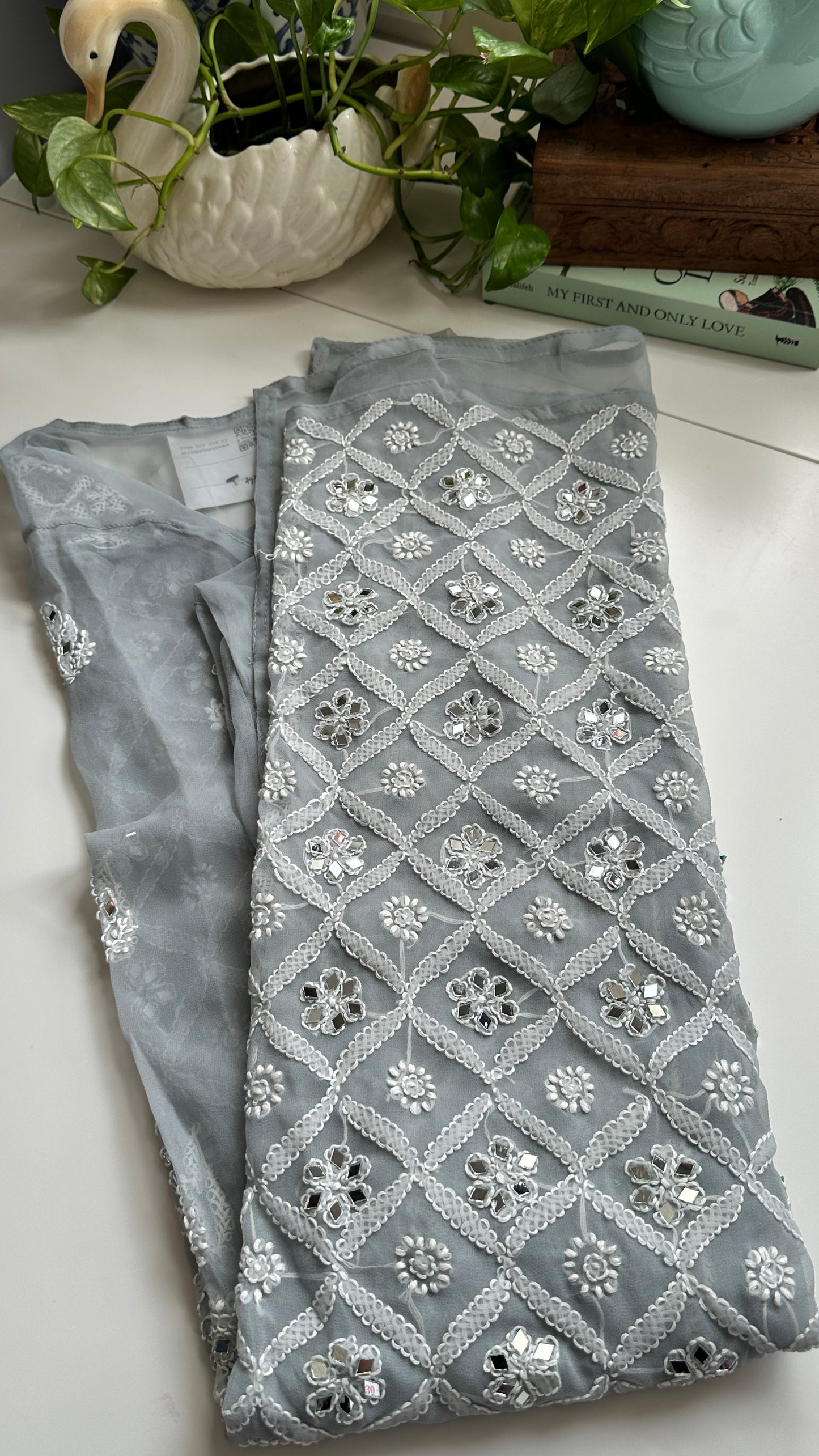 Grey - Georgette Mirror Kurta