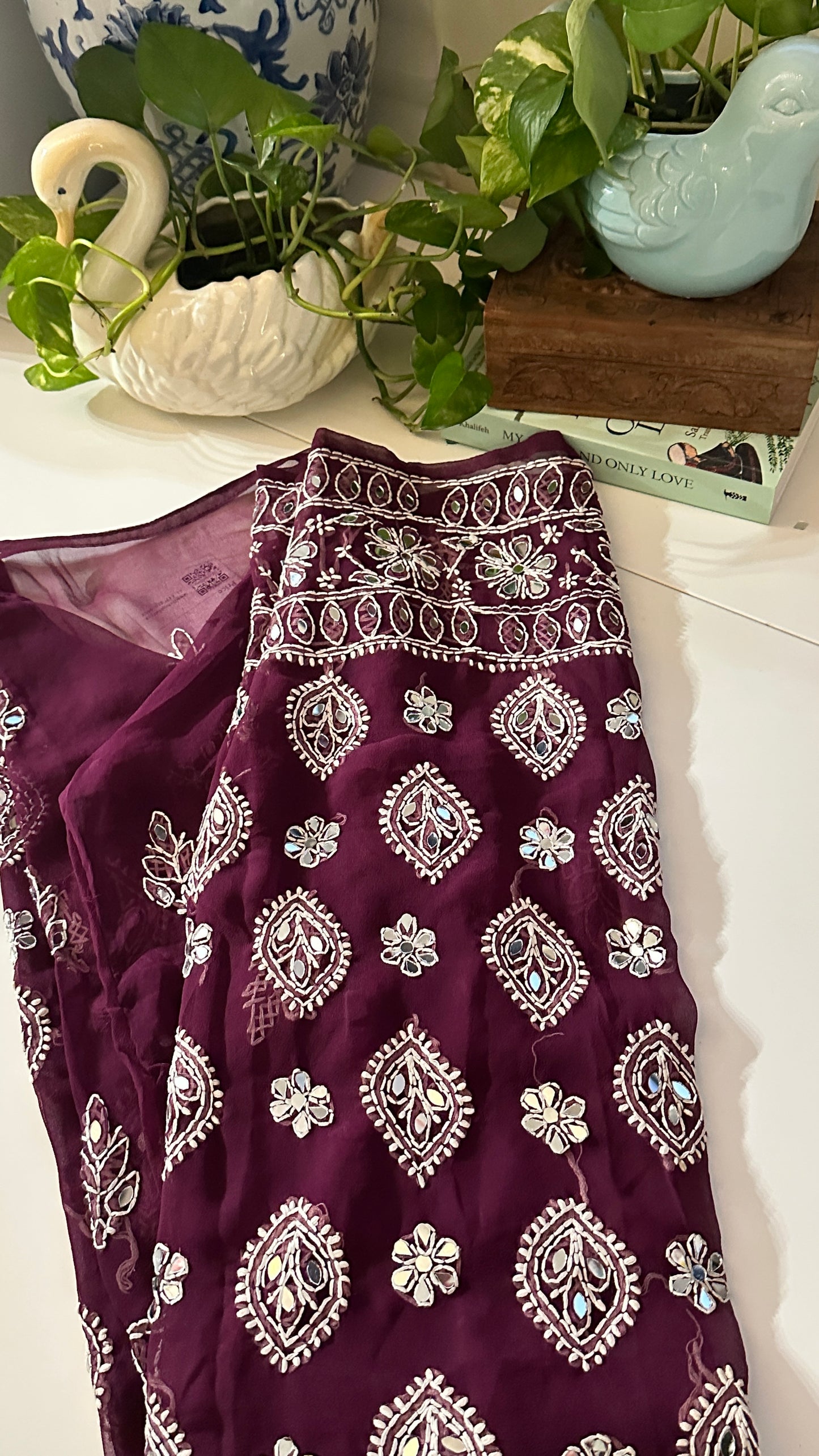 Wine - Georgette Mirror Kurta