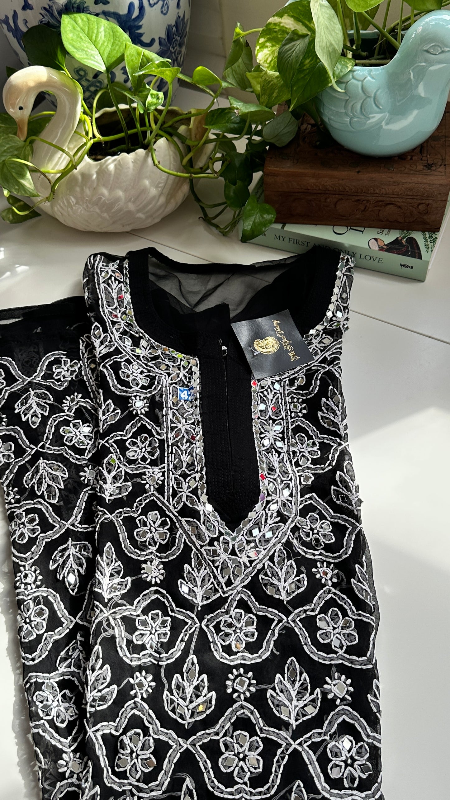 Black - Georgette Mirror Kurta
