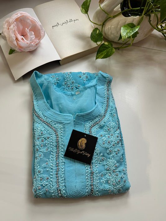 Sky Blue- Georgette Stone Kurta