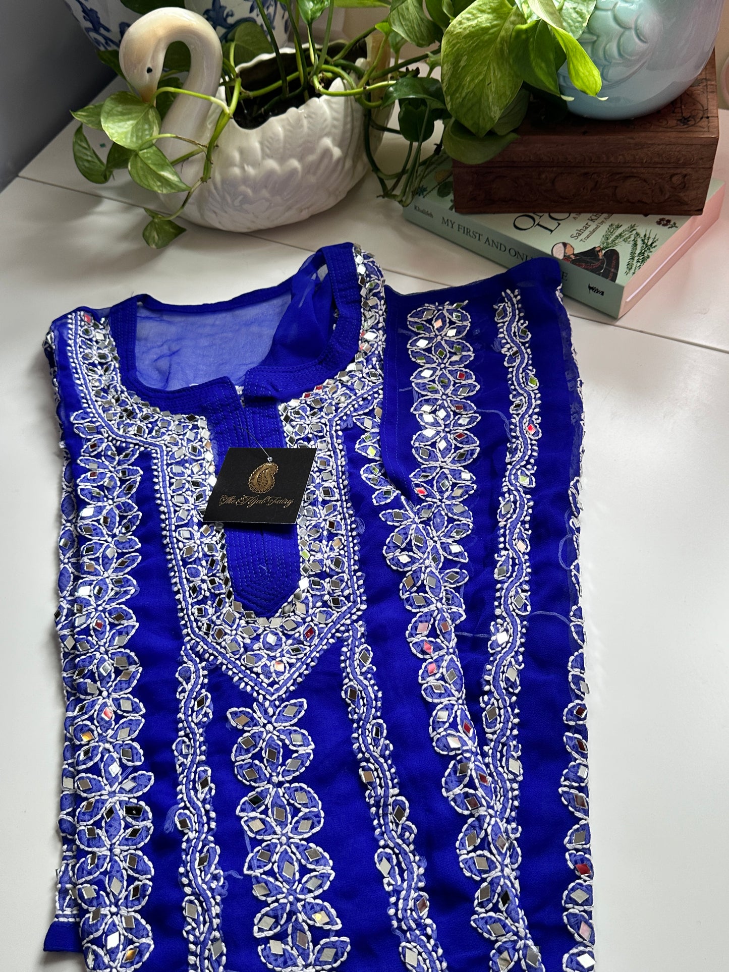 Navy Blue - Georgette Mirror Kurta
