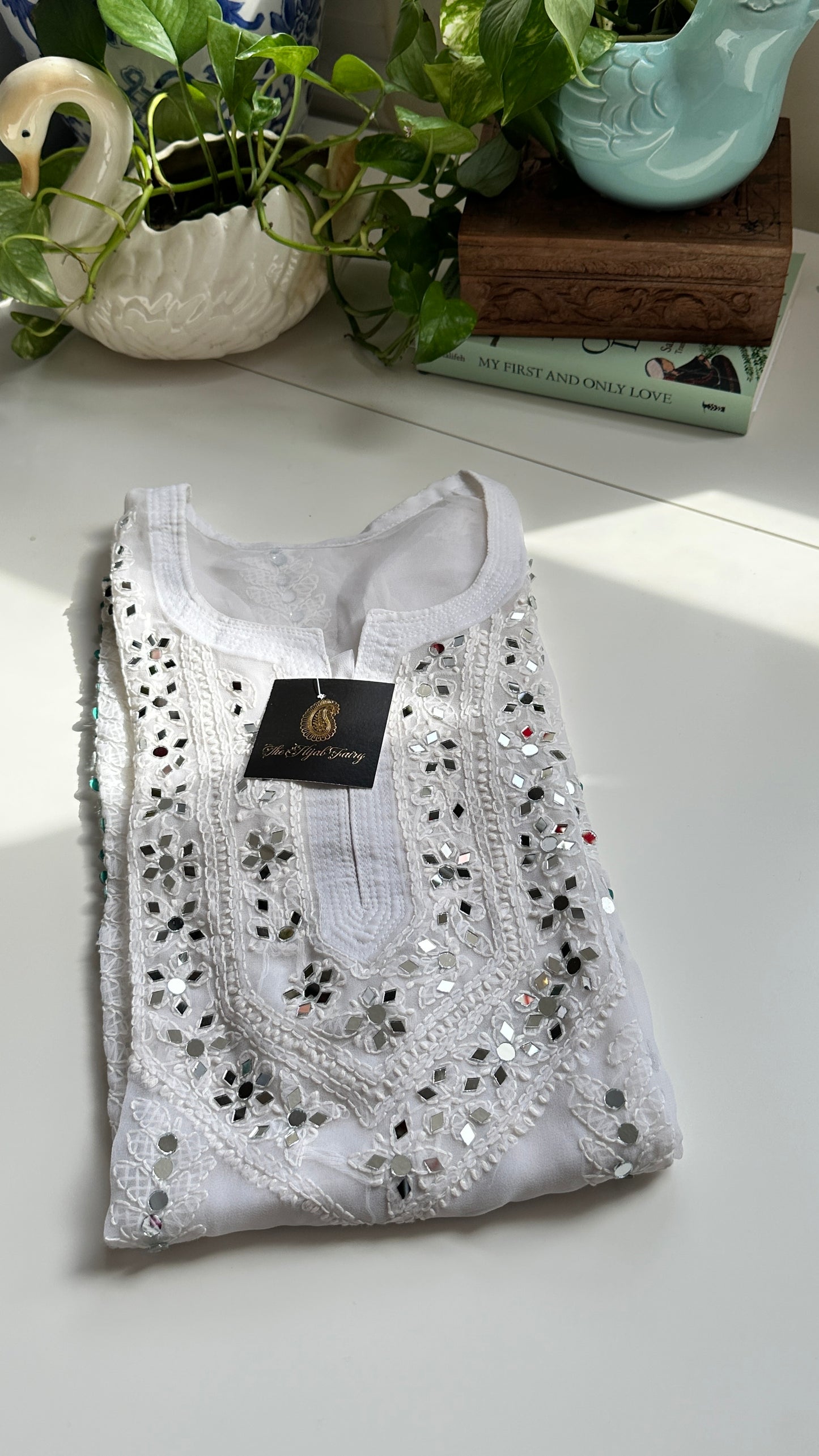 White - Georgette Mirror Kurta