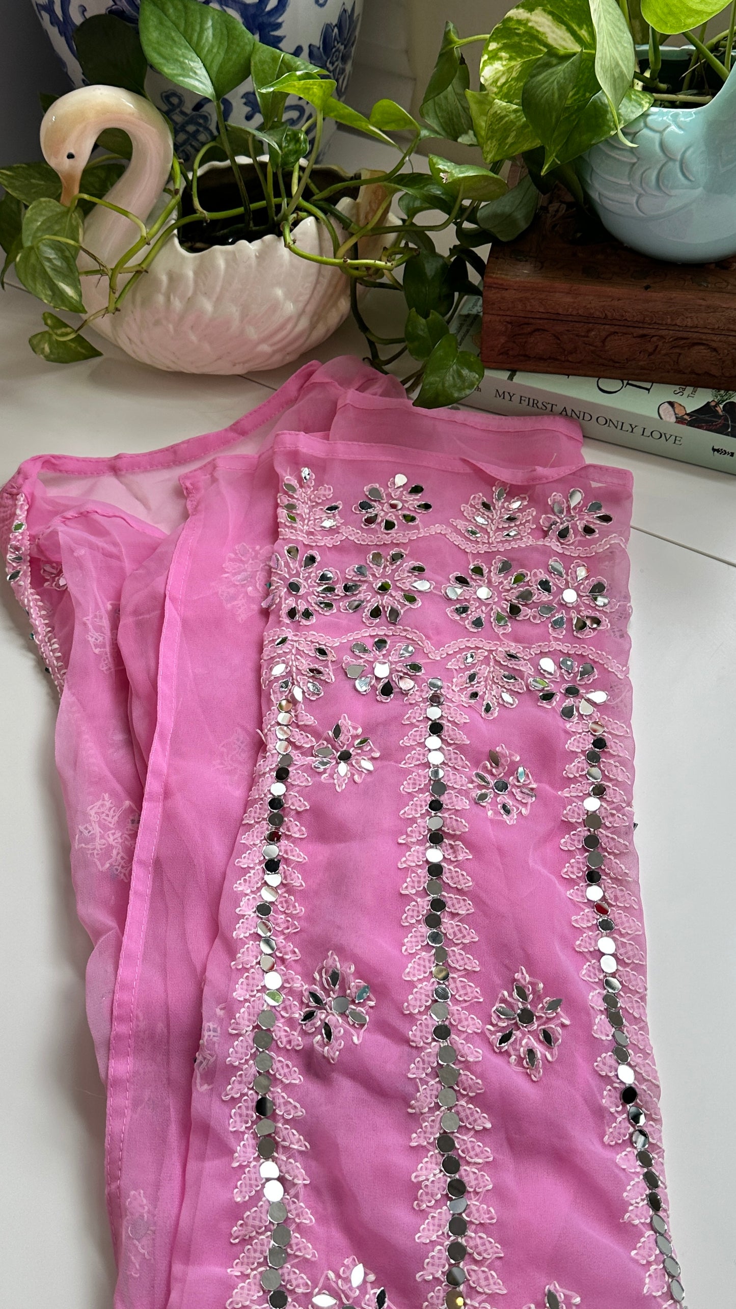 Pink - Georgette Mirror Kurta