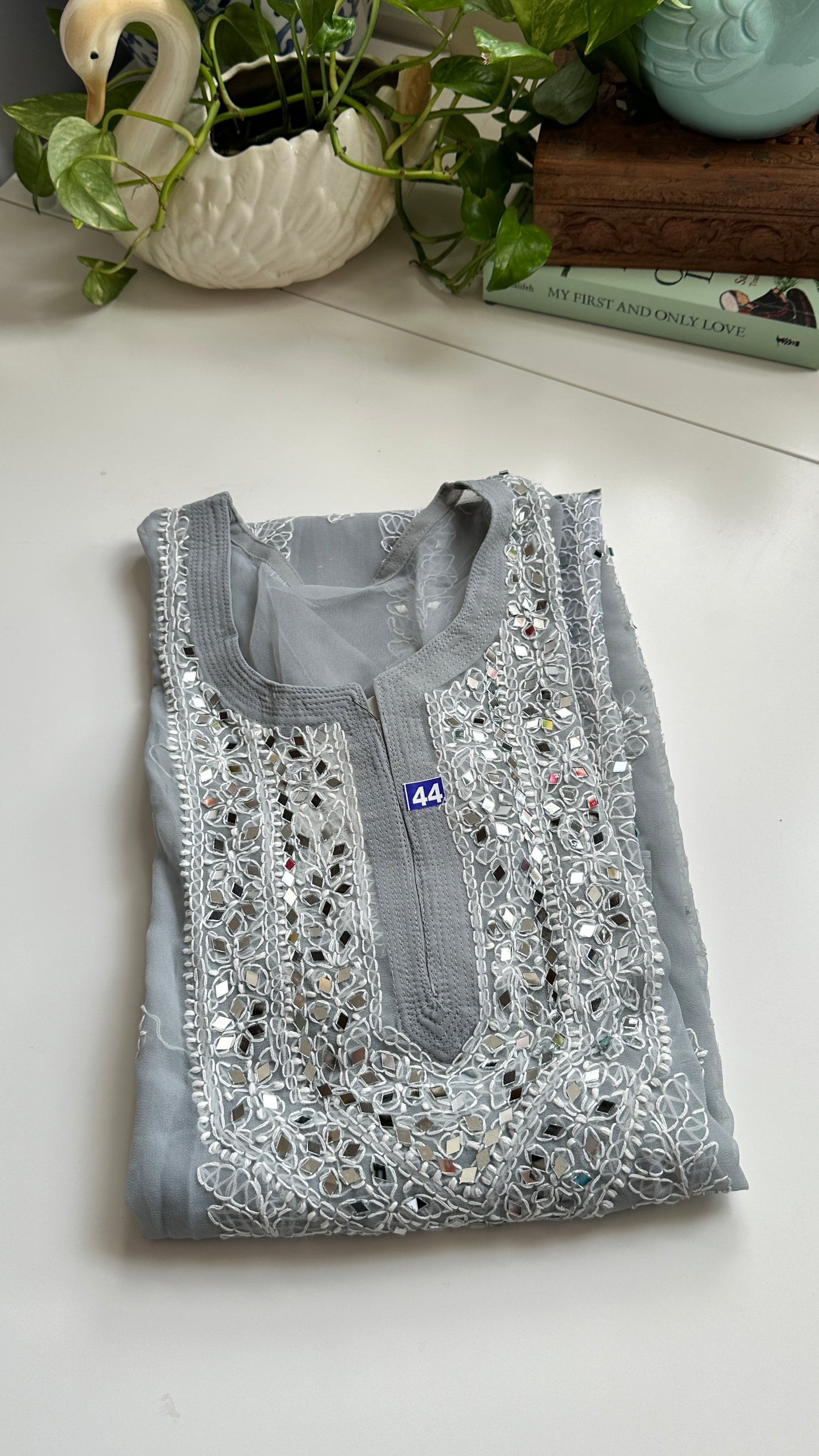 Grey - Georgette Mirror Kurta