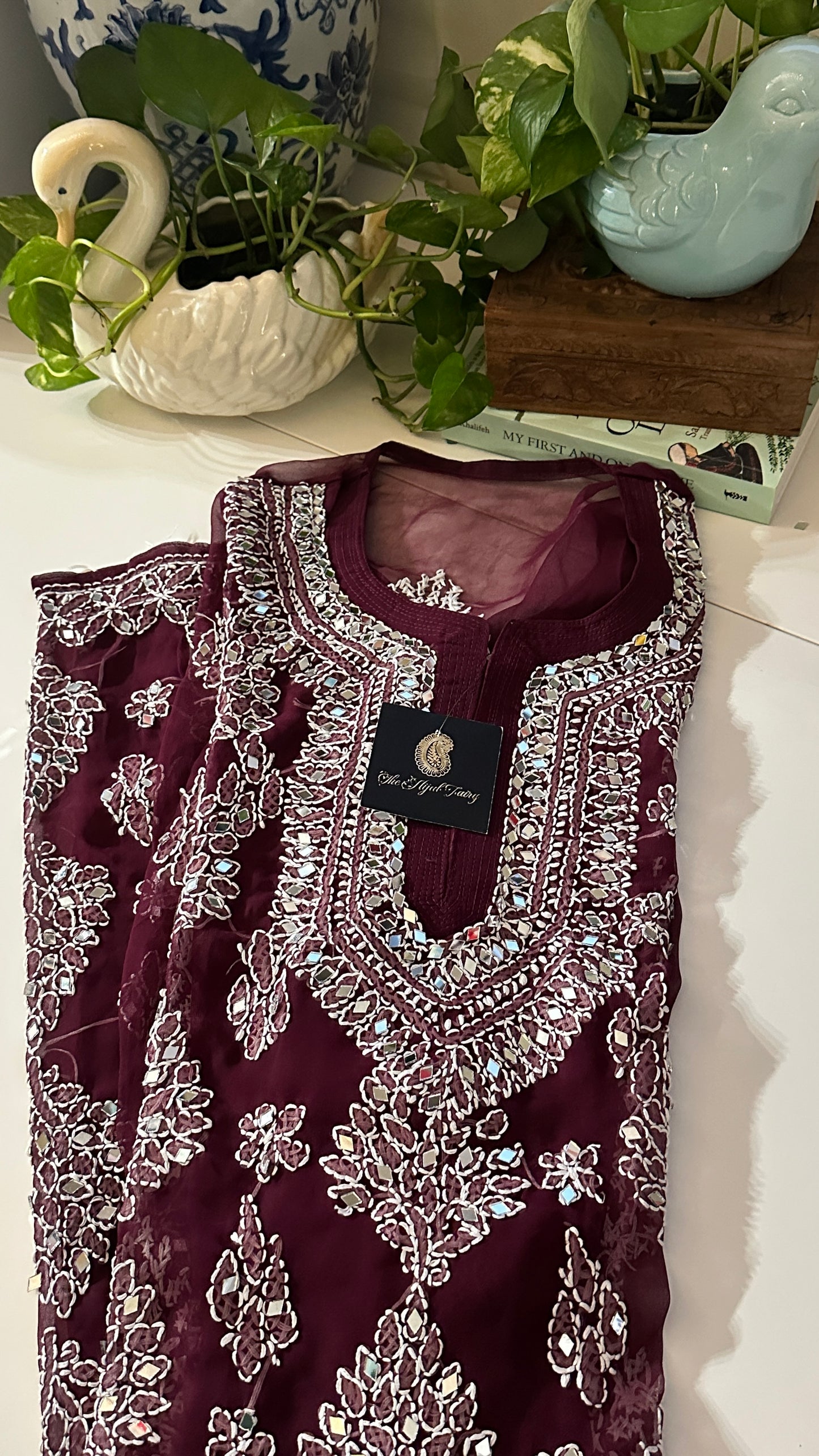 Wine - Georgette Mirror Kurta