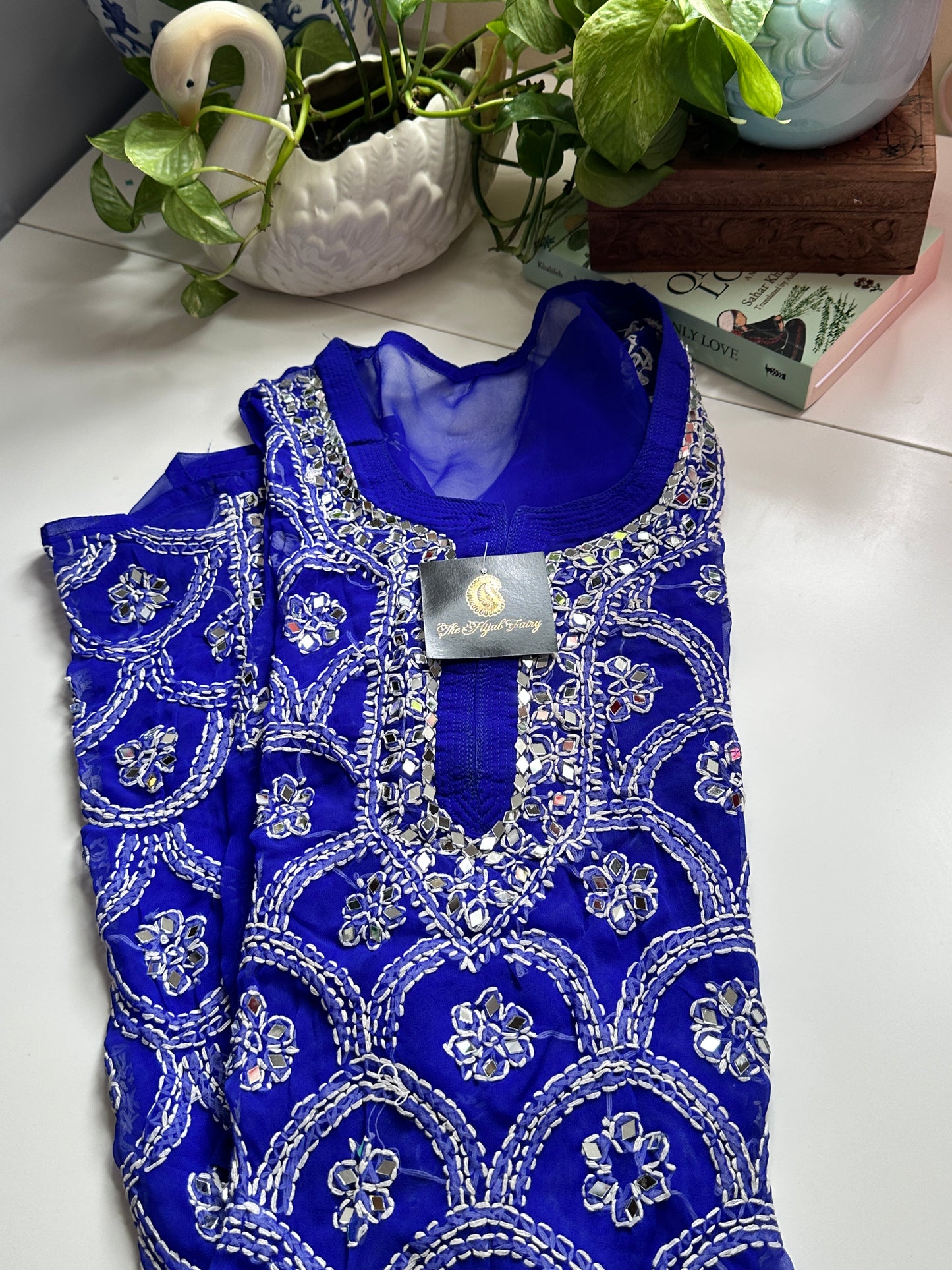 Navy Blue - Georgette Mirror Kurta