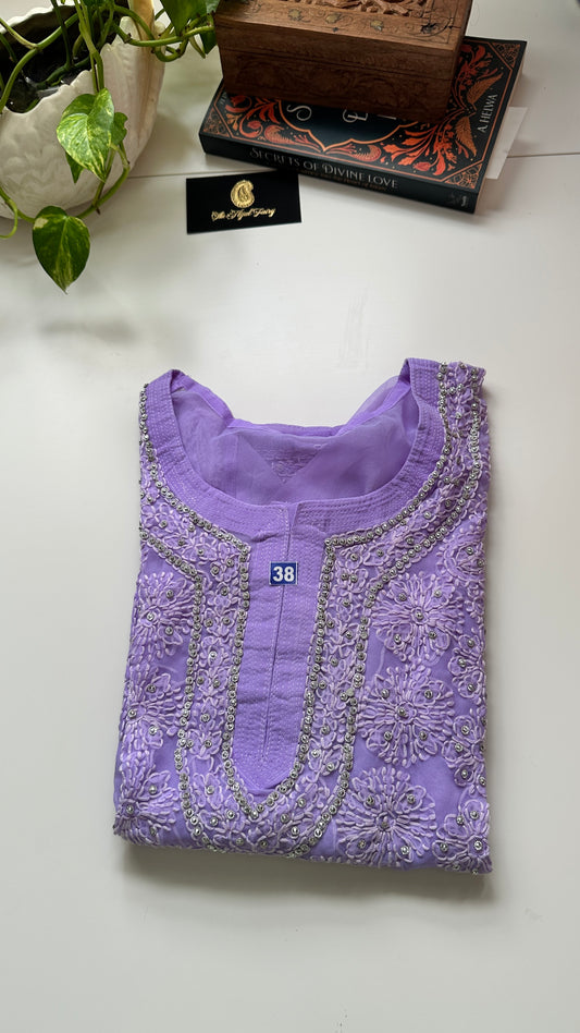Georgette Stone Kurta- Lilac 2