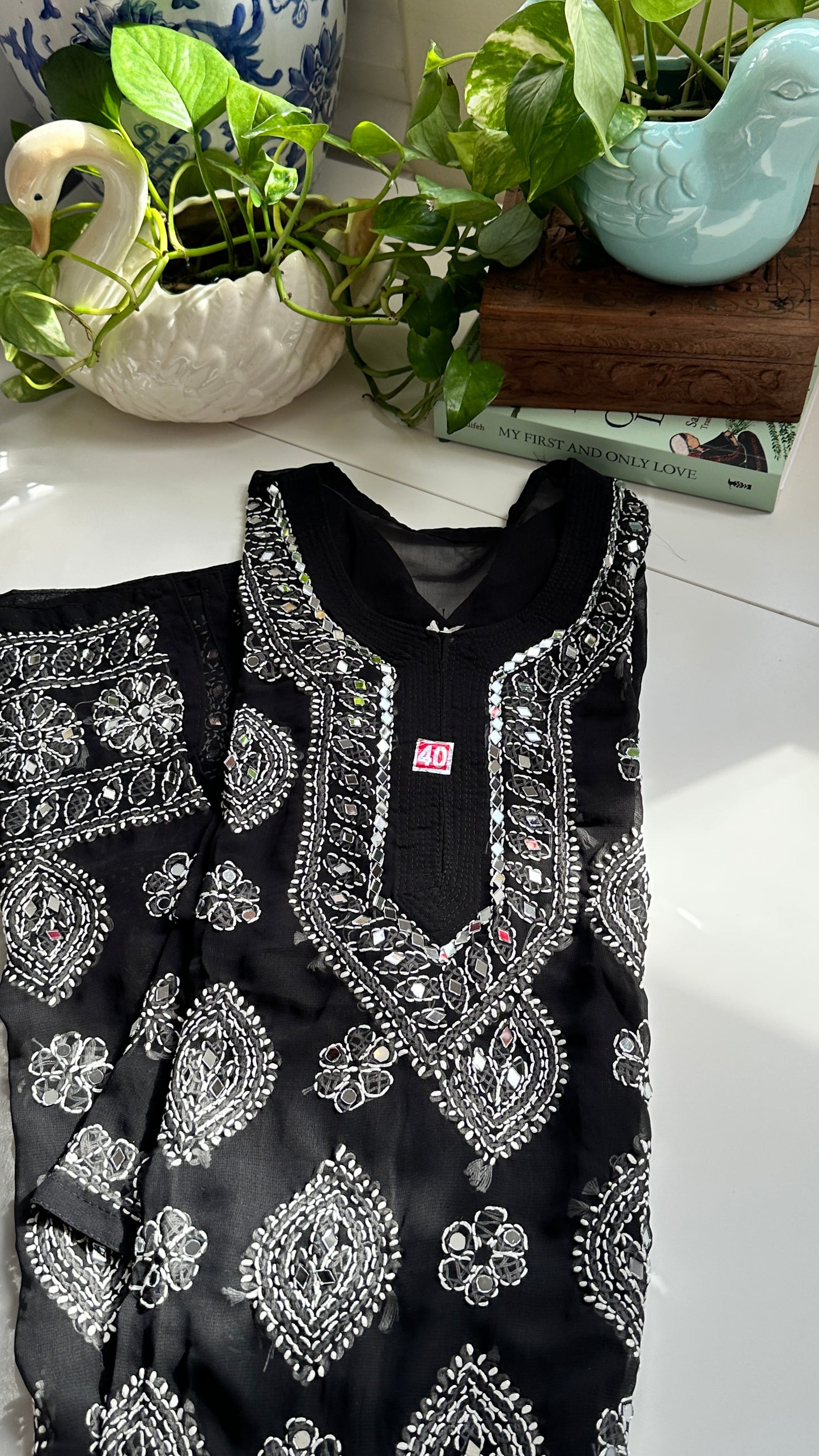 Black - Georgette Mirror Kurta