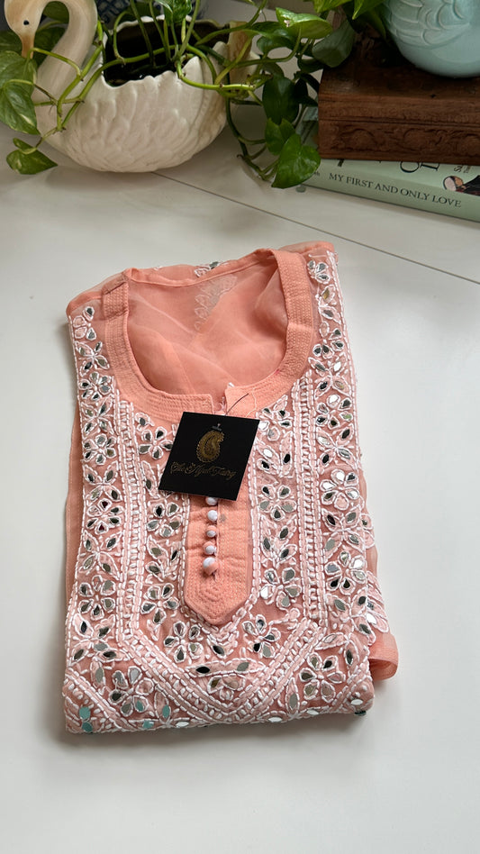 Peach - Georgette Mirror Kurta