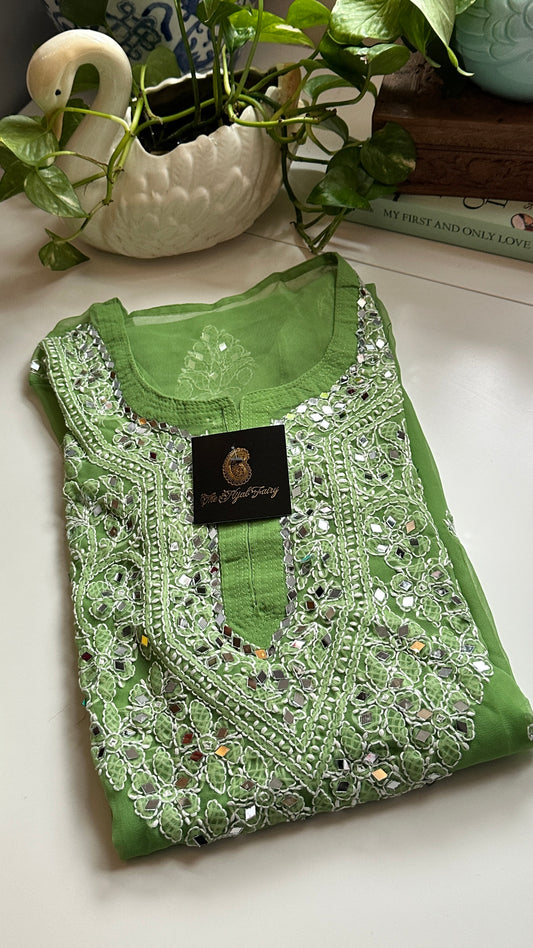Basil Green - Georgette Mirror Kurta