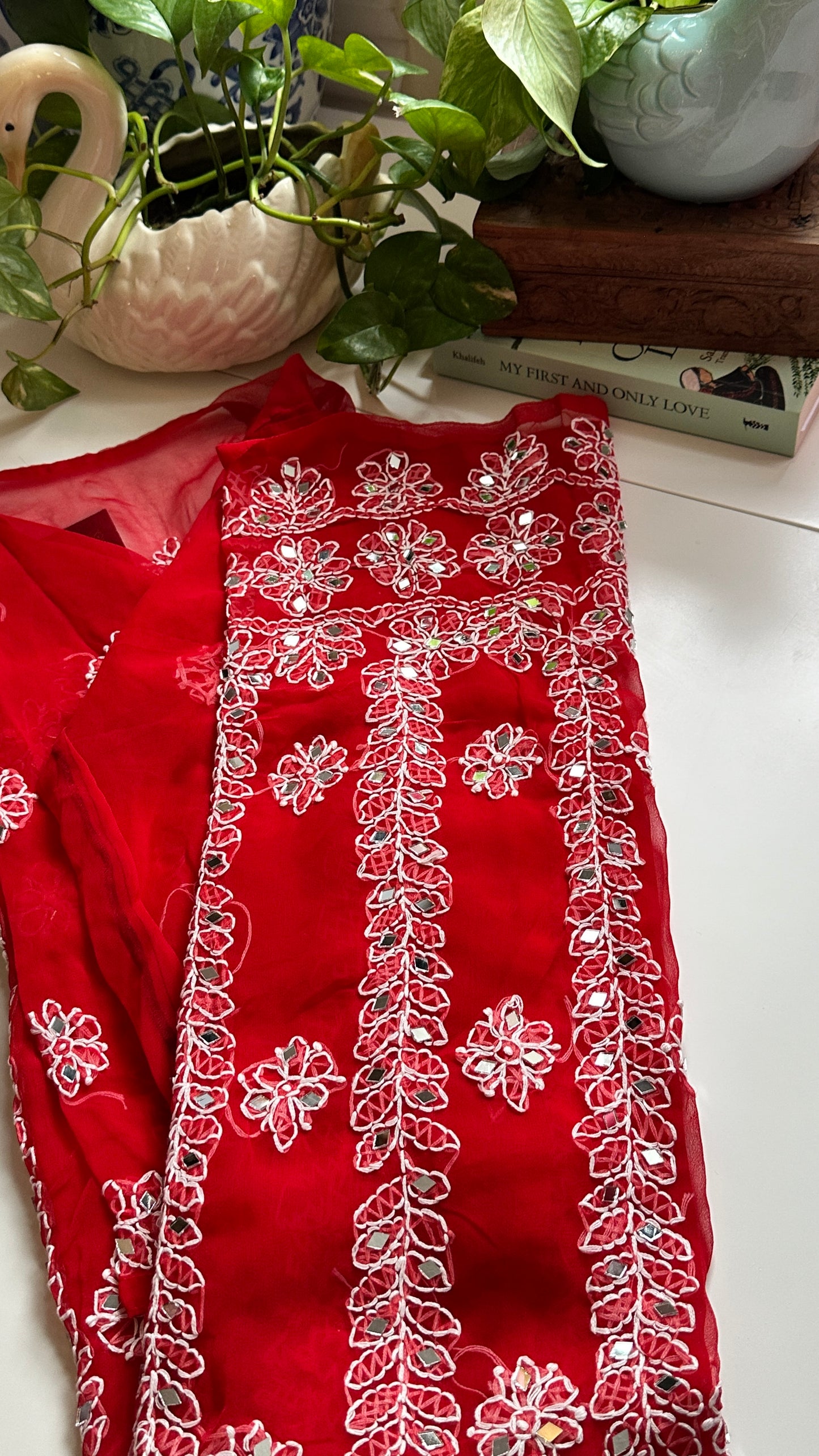 Red - Georgette Mirror Kurta