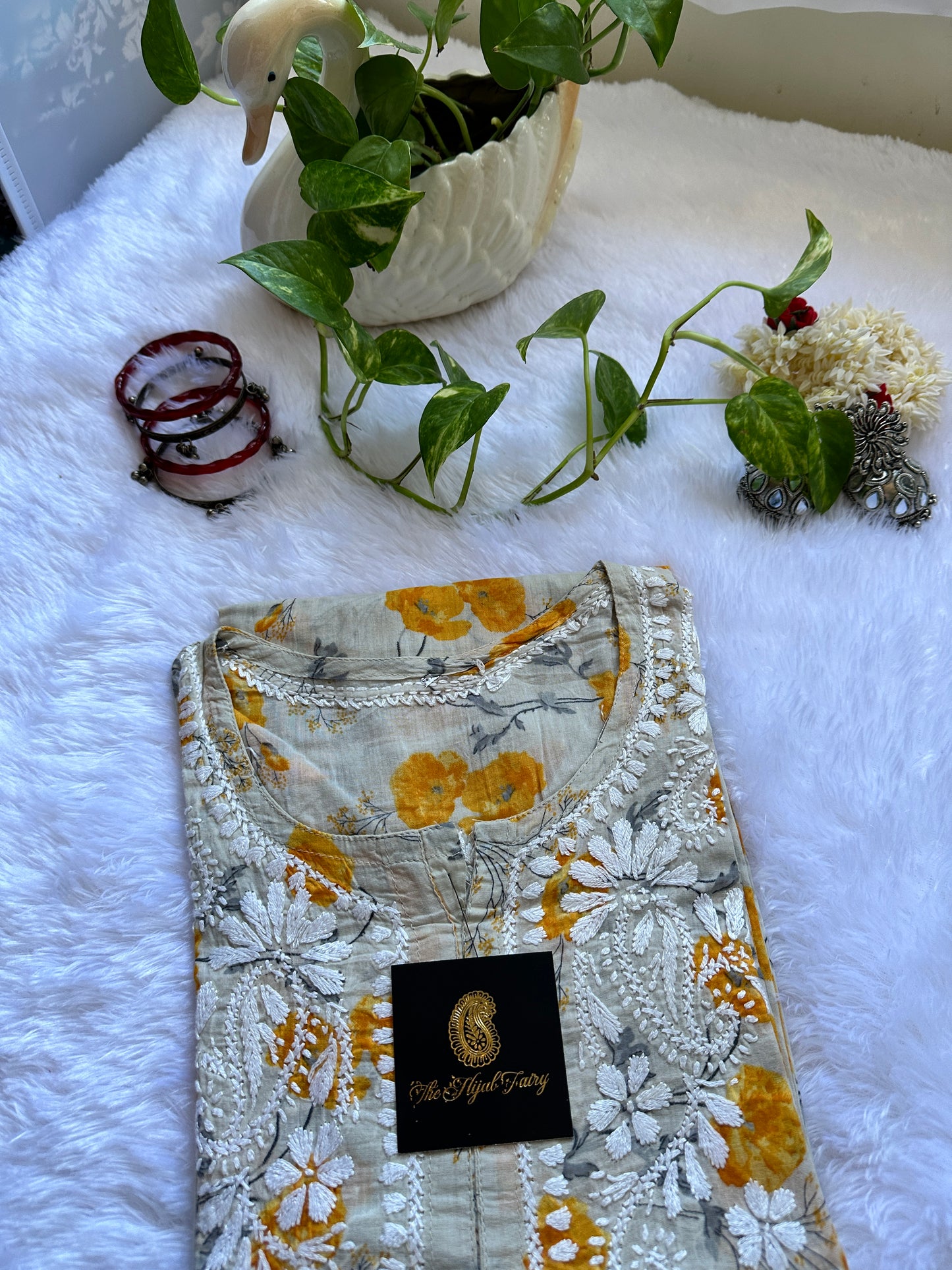 Mulmul Printed Kurti- Yellow 2
