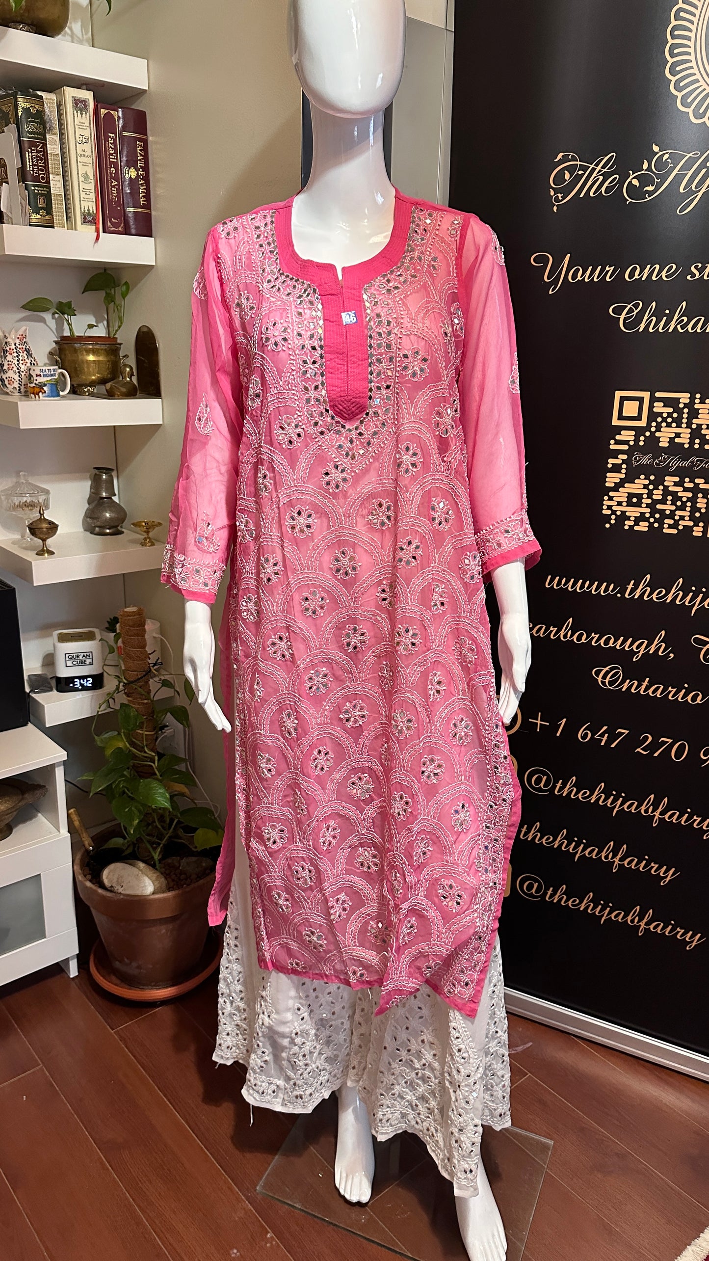 Dark Pink - Georgette Mirror Kurta