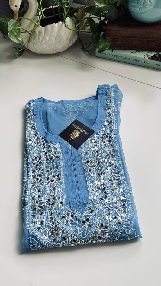 Cornflower Blue - Georgette Mirror Kurta