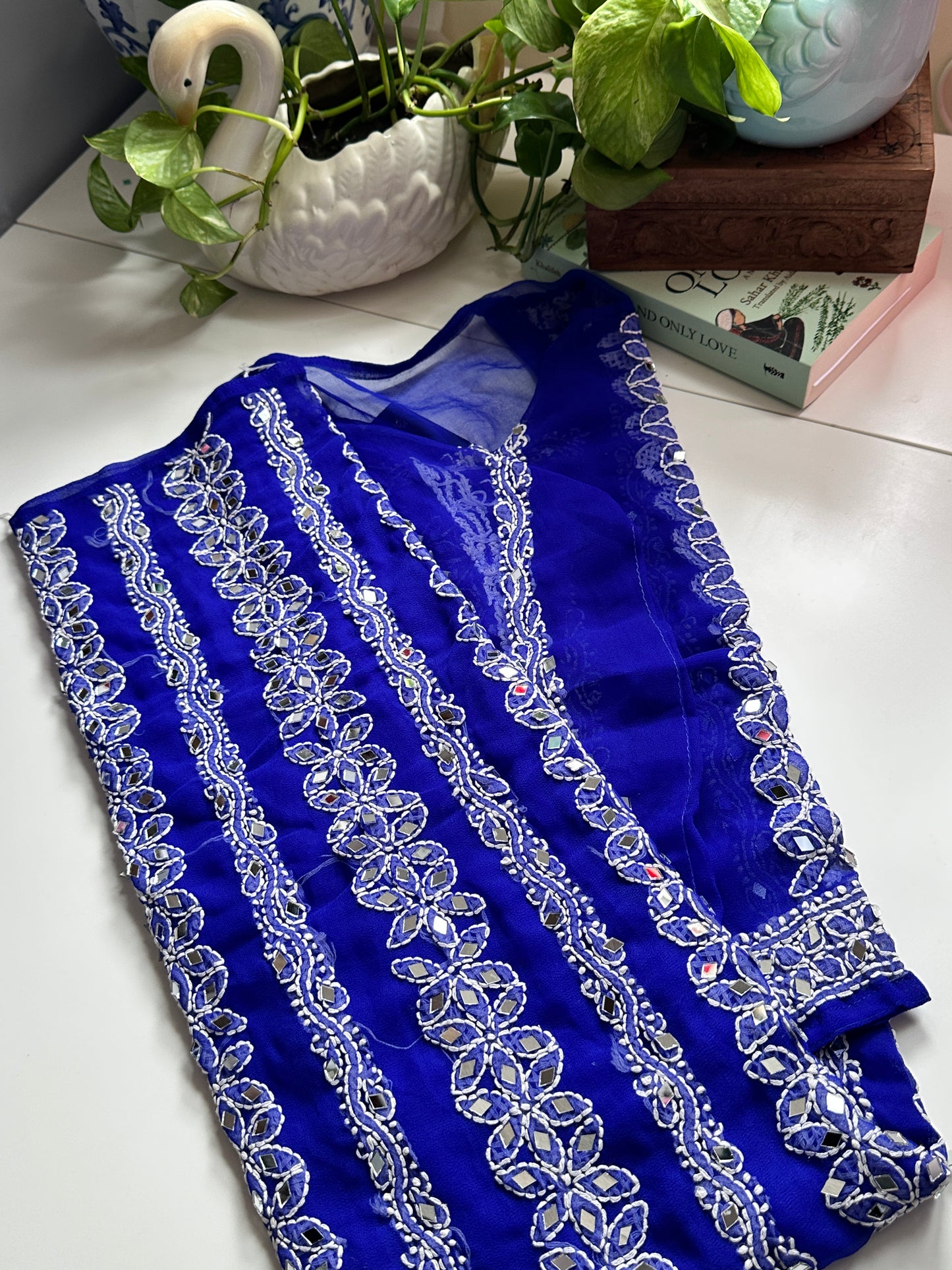 Navy Blue - Georgette Mirror Kurta