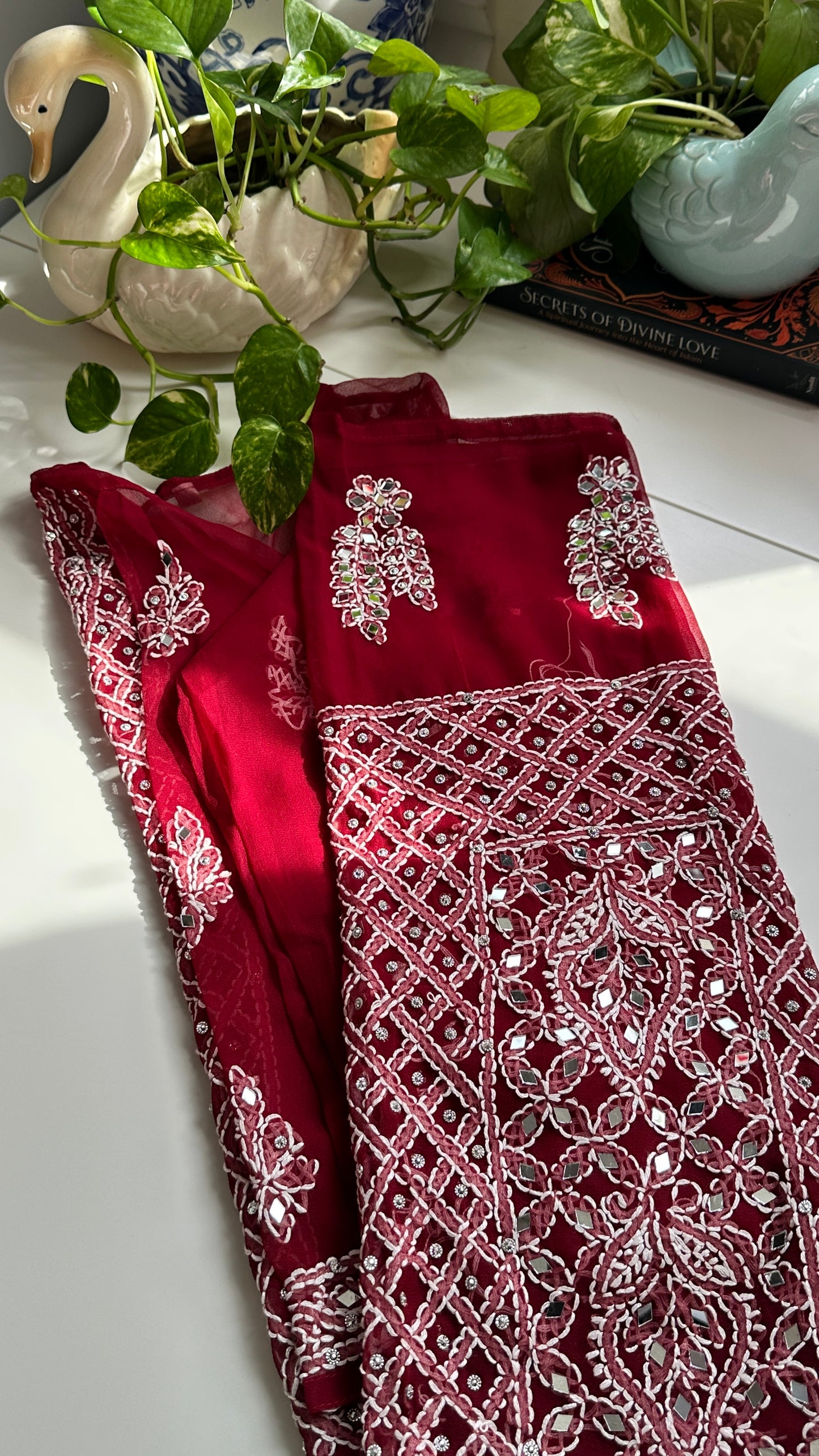 Maroon - Georgette Mirror Kurta