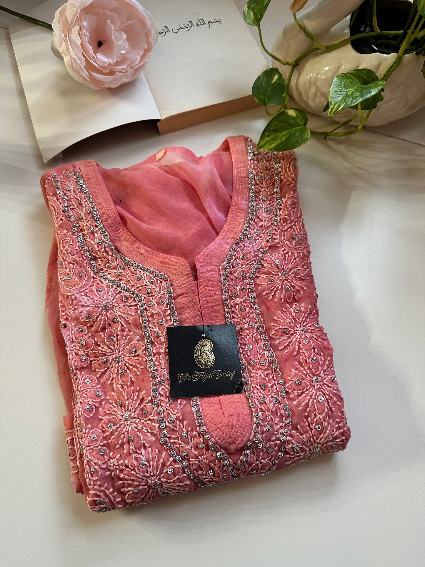 Peach Tiedye - Georgette Stone Kurta
