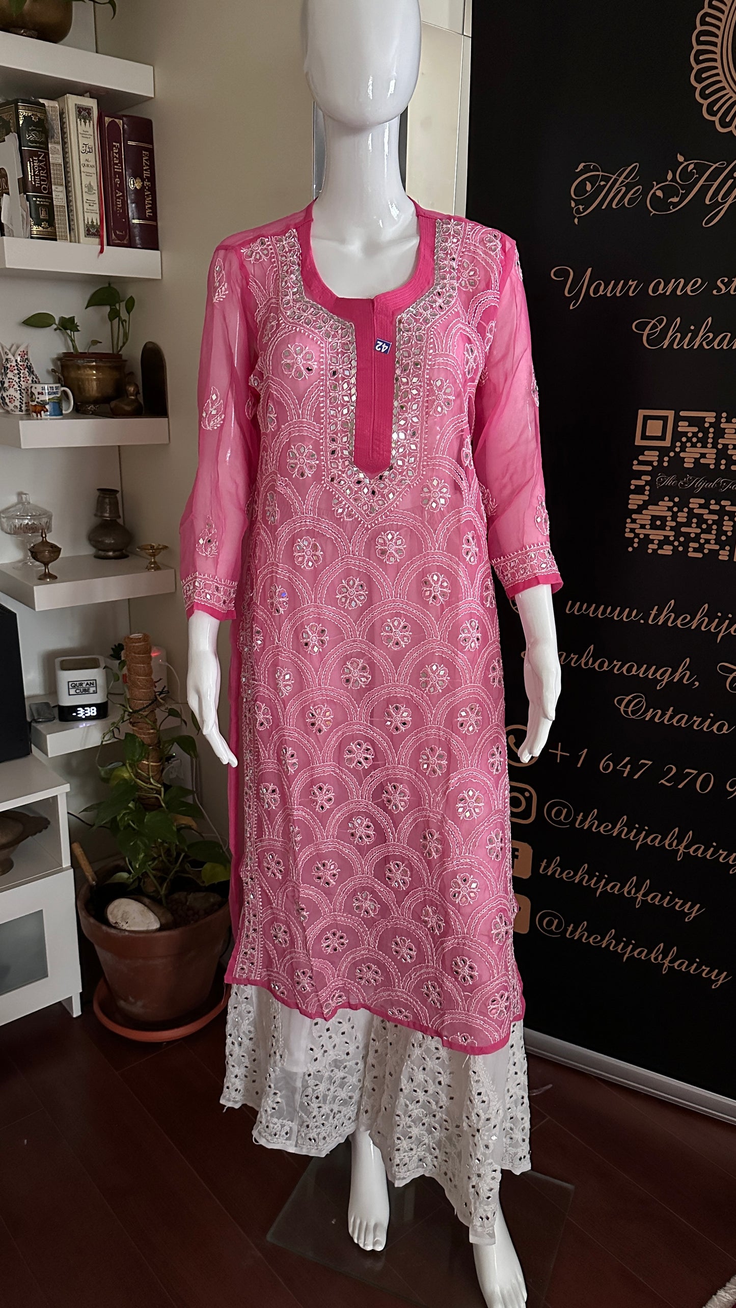 Dark Pink - Georgette Mirror Kurta
