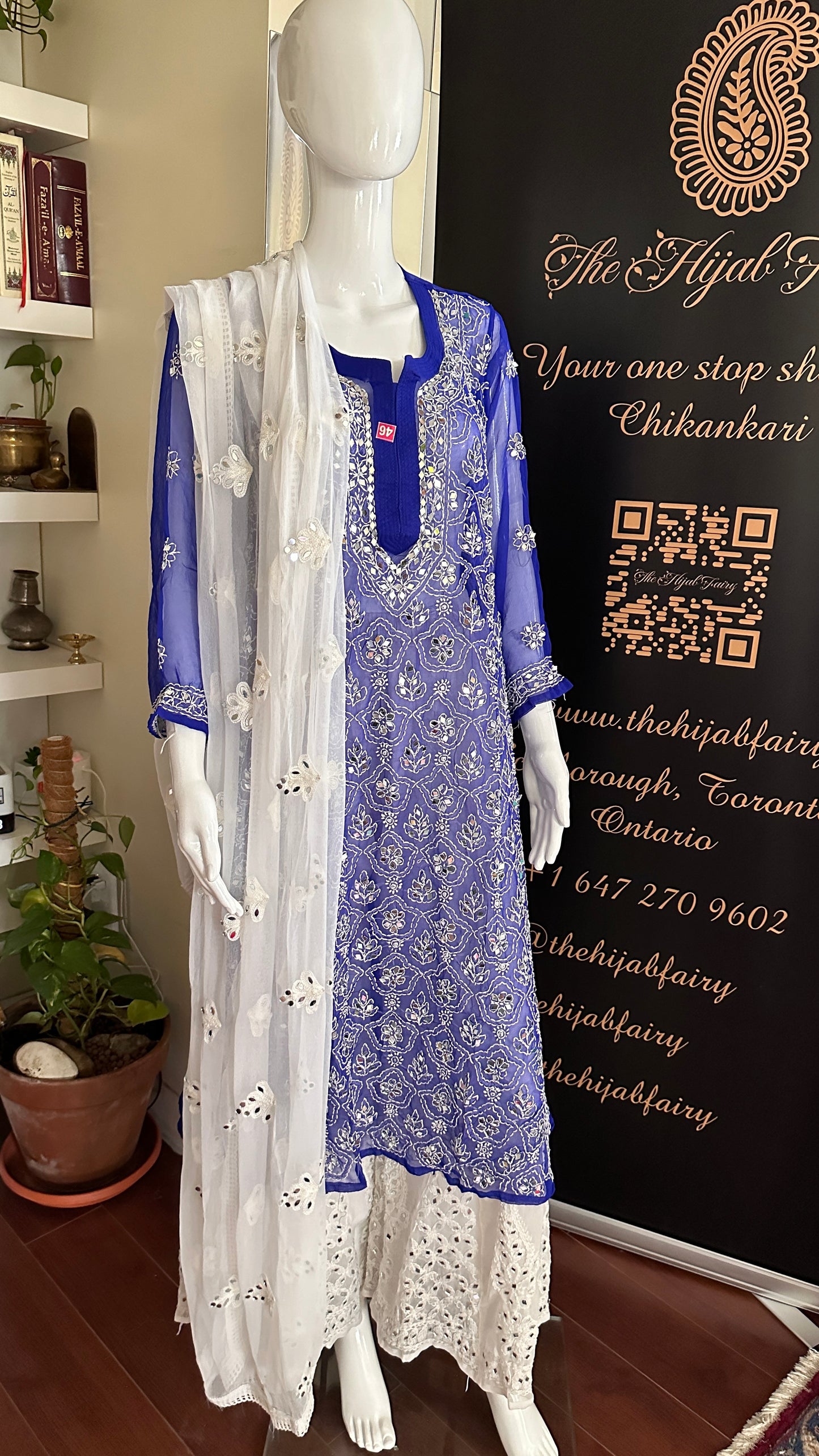 Navy Blue - Georgette Mirror Kurta