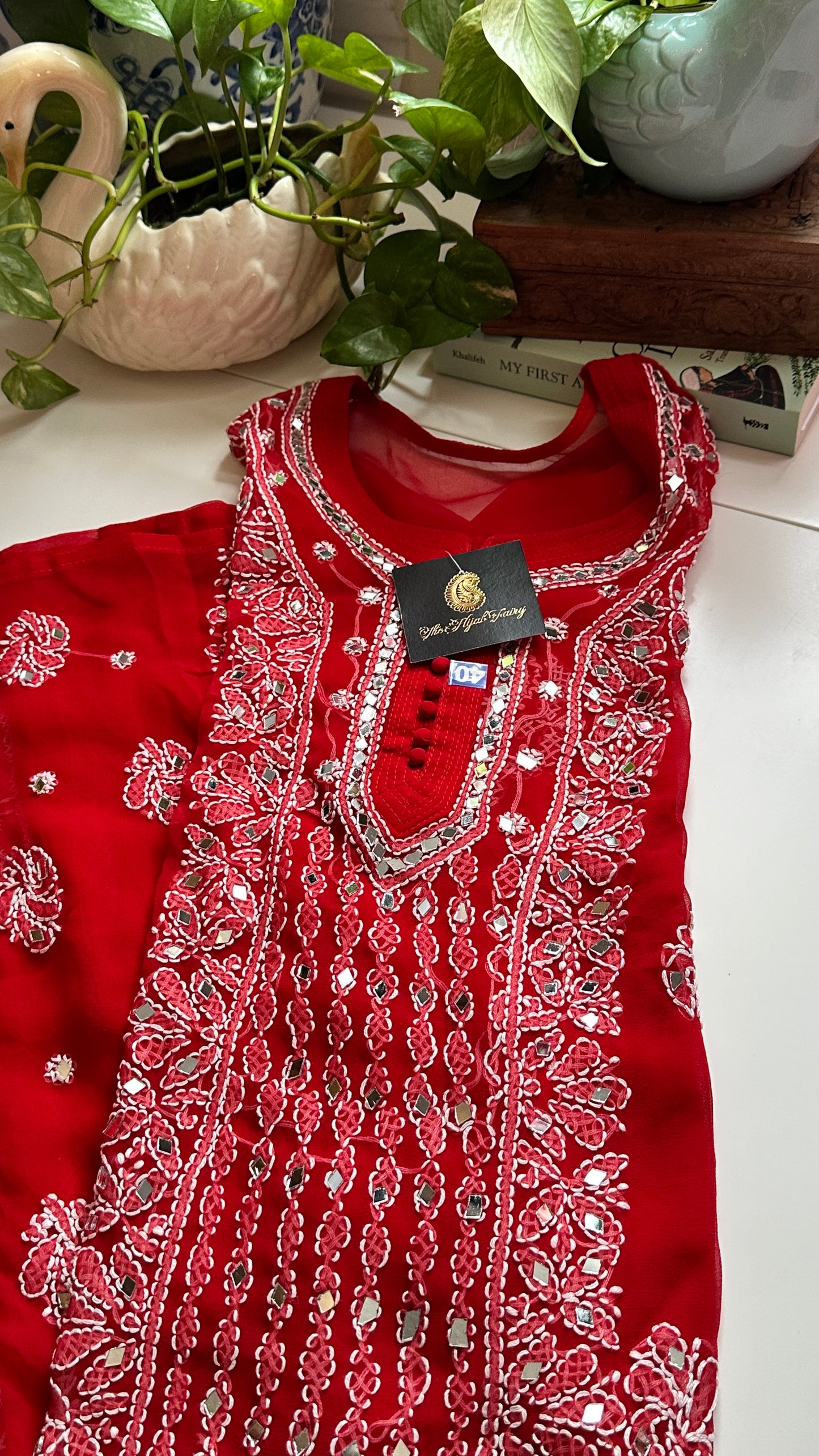 Red - Georgette Mirror Kurta