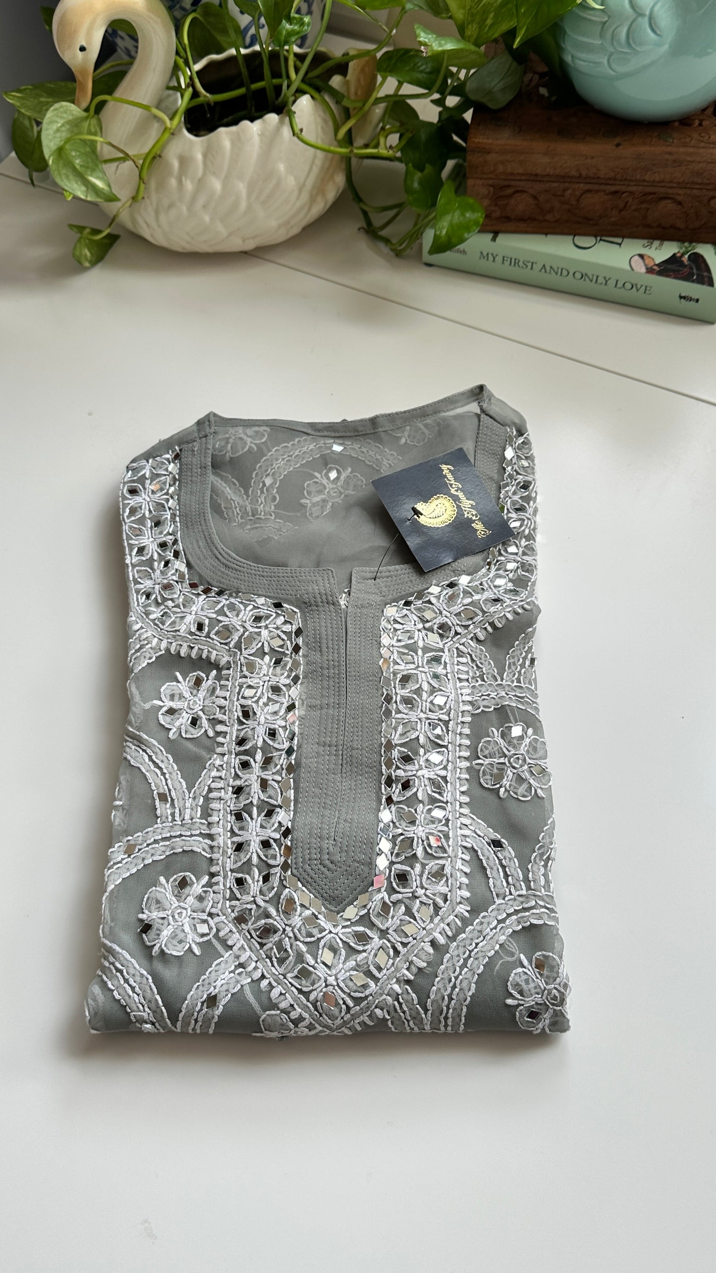 Grey - Georgette Mirror Kurta