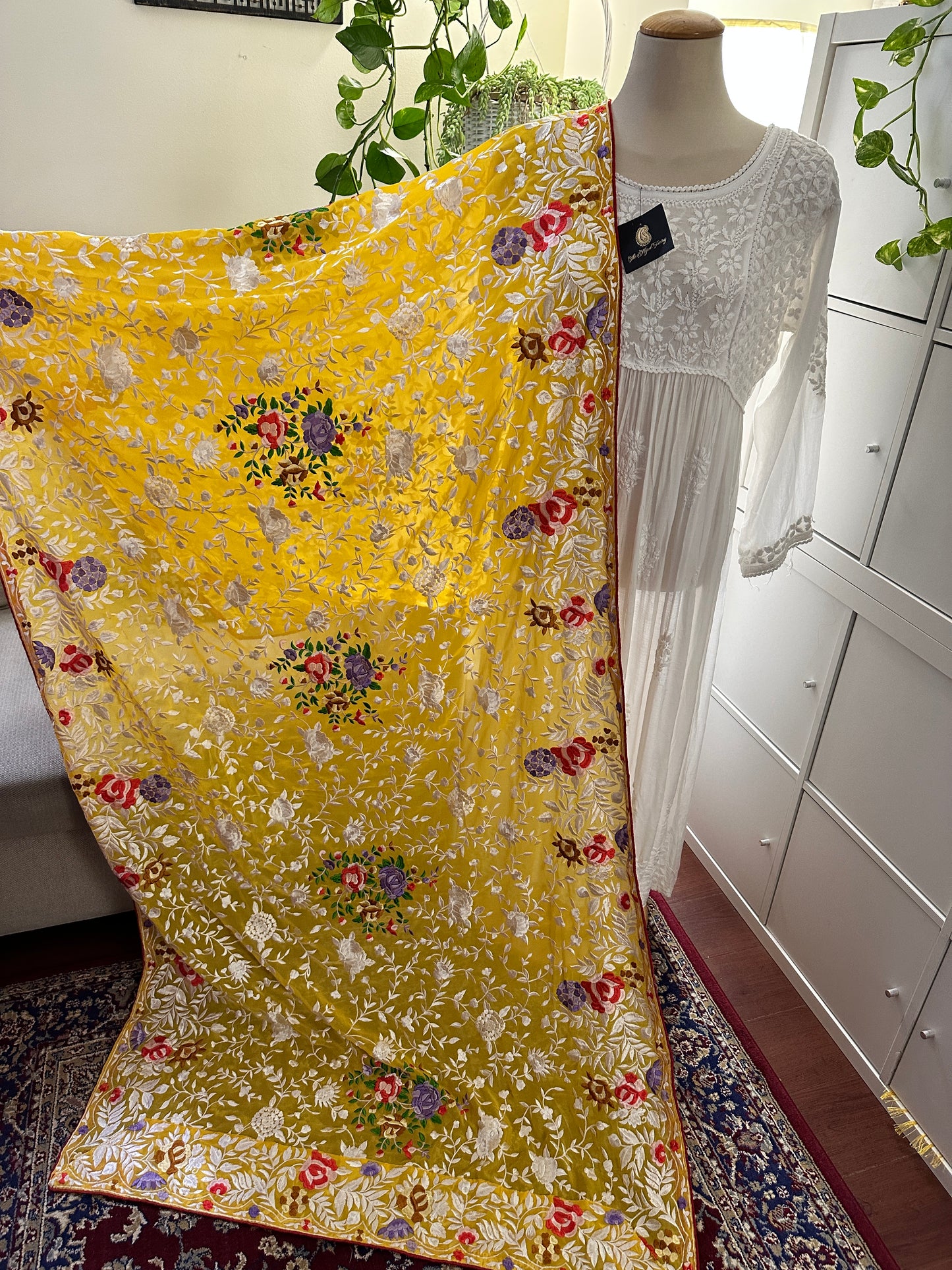 Parsi Gara Premium Dupatta - Yellow