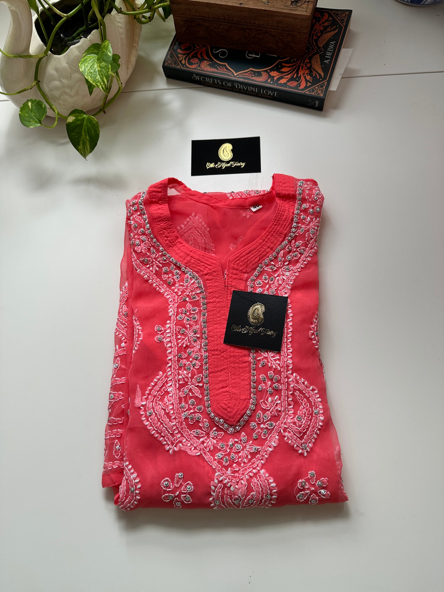 Georgette Stone Kurta- Gajari colour 1