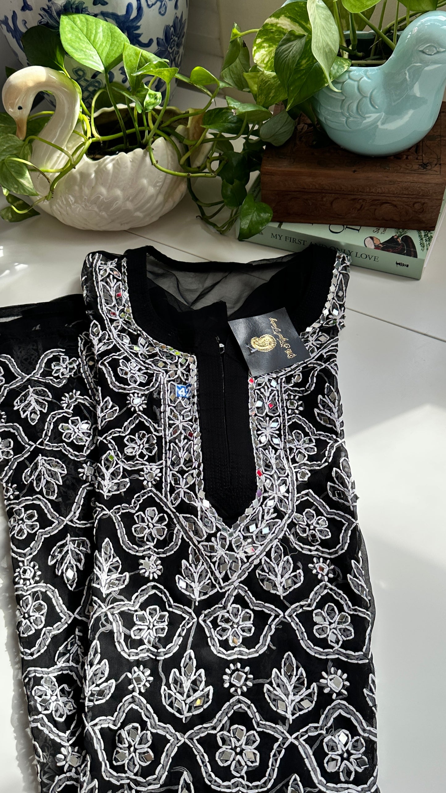 Black - Georgette Mirror Kurta