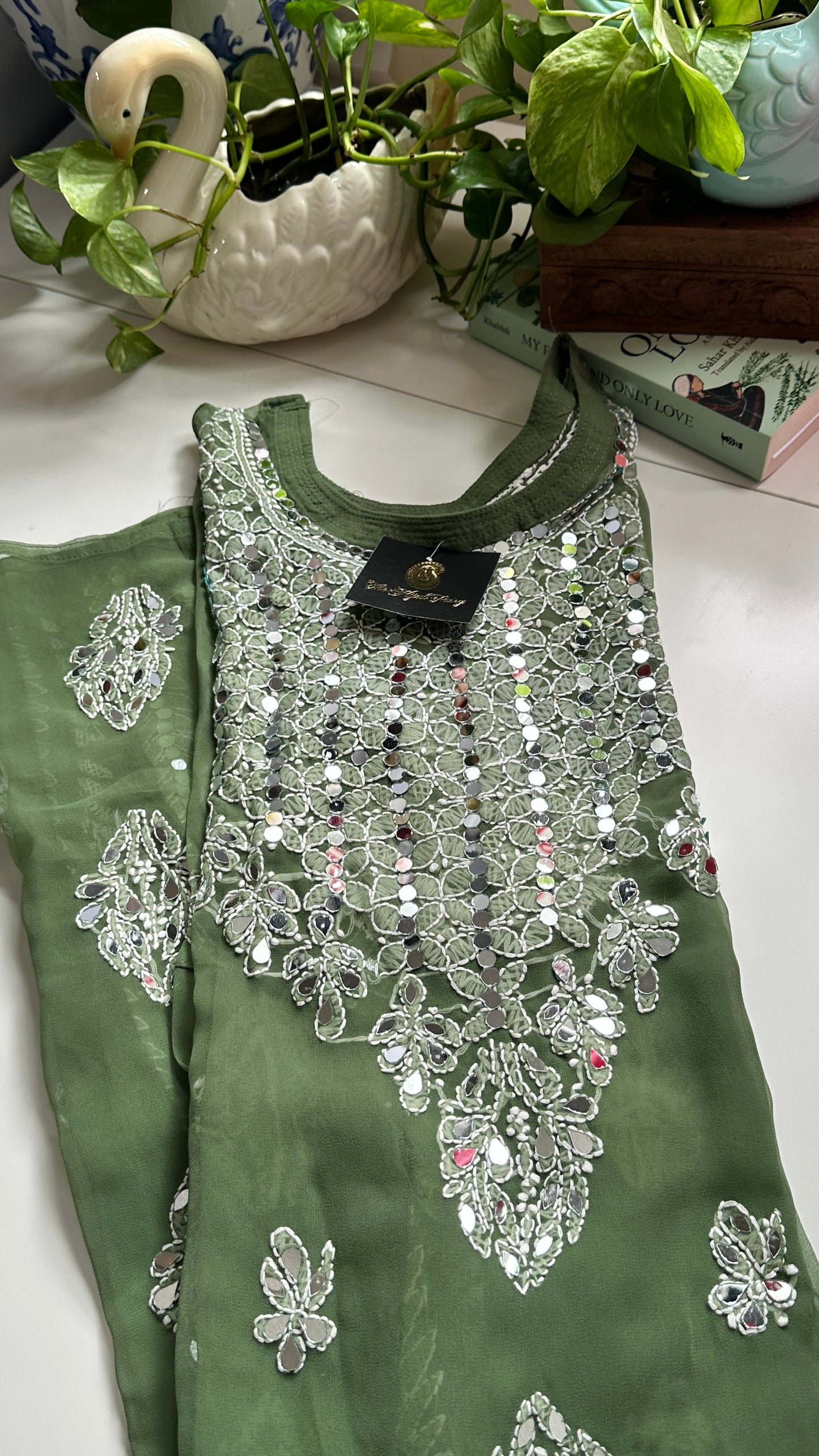 Sage Green - Georgette Mirror Kurta